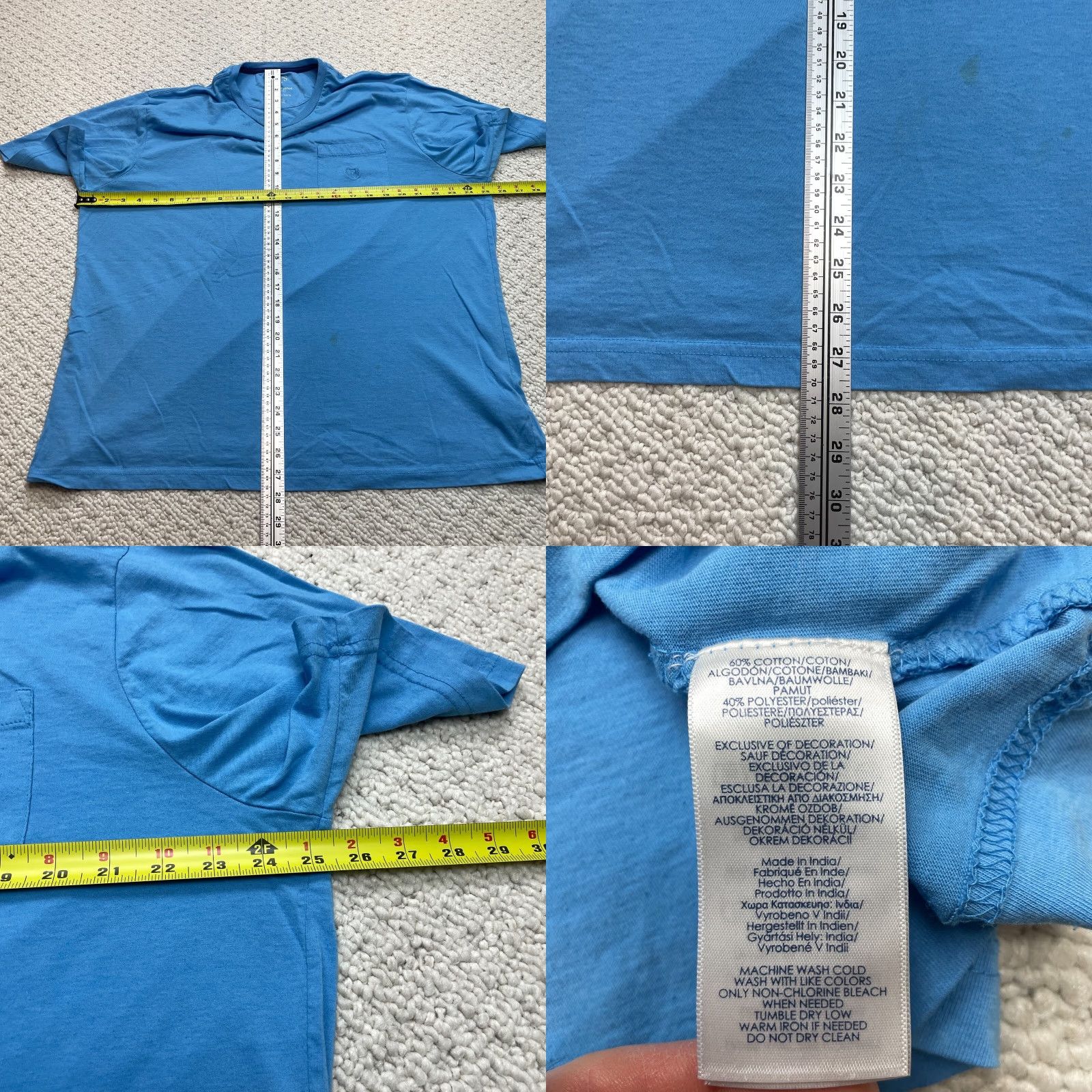 Chaps Chaps Shirt Mens 2XL Light Blue Coastland Wash Pocket Tee Logo T Shirt Cotton Jersey Short Sleeve Crew Neck Regular Pockets Men Size US XXL / EU 58 / 5 - 8 Thumbnail