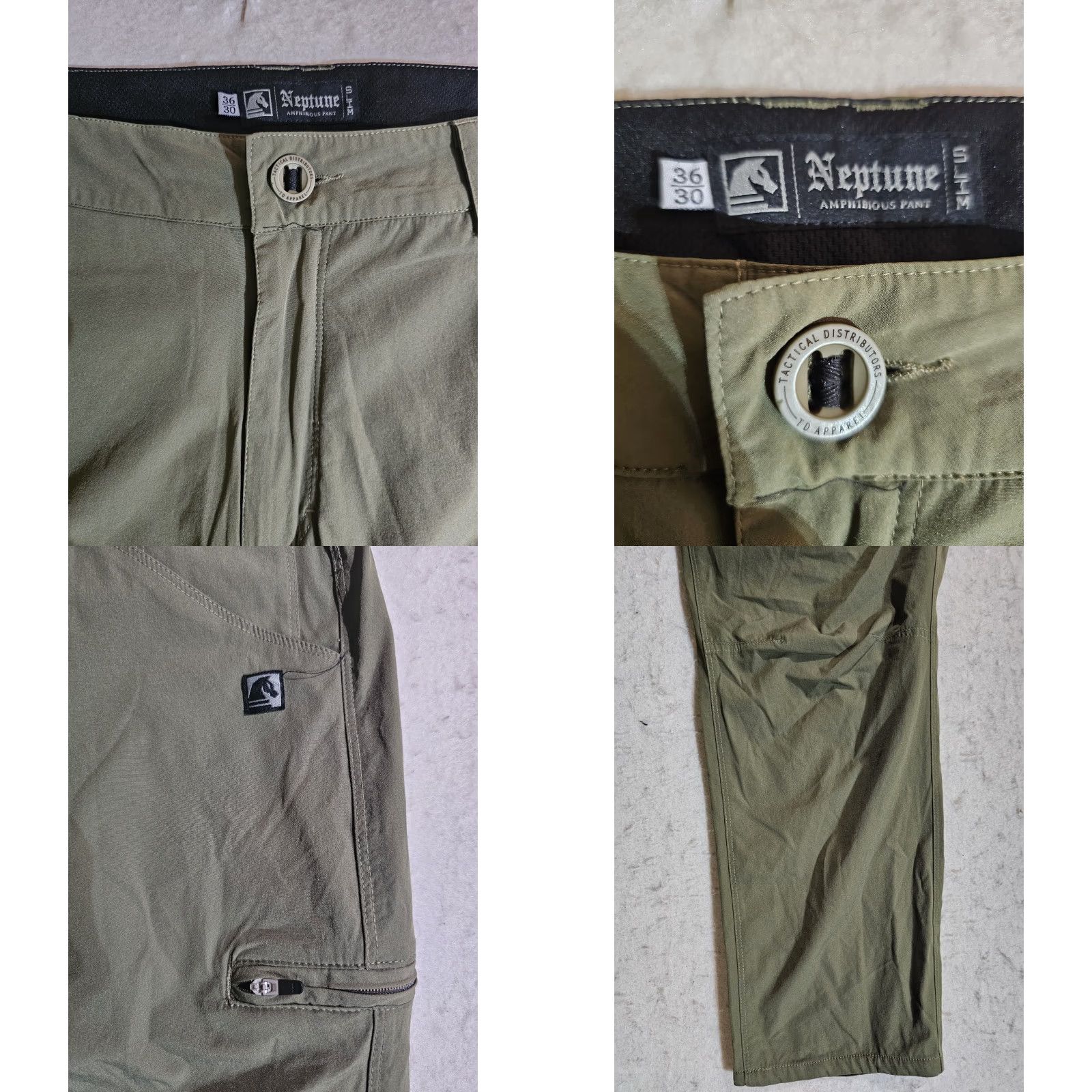 Vintage Neptune Amphibious Performance Cargo Pants Stretch Men 36x30 Beige Nylon Spandex Slim Pocket Zipper Cargo Pockets Logo Modern Utility Pants Size US 36 / EU 52 - 10 Thumbnail