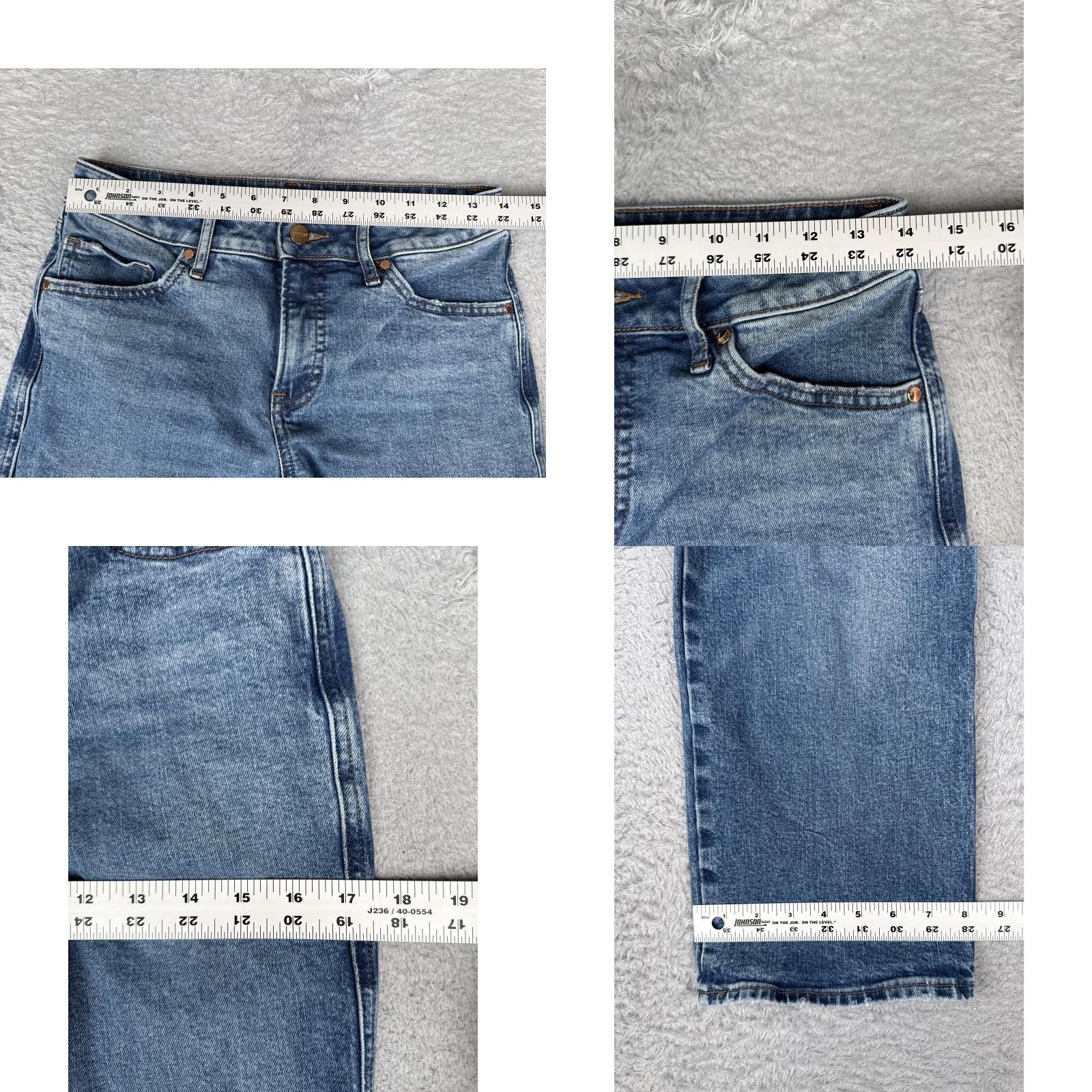 Express Express Jeans Womens 90s Ankle Boot Mid Rise Cropped Bootcut Denim 28x23 Blue 4S Stretch Cotton Spandex Regular 5-Pocket Zipper Button Size 27" / US 4 / IT 40 - 9 Thumbnail