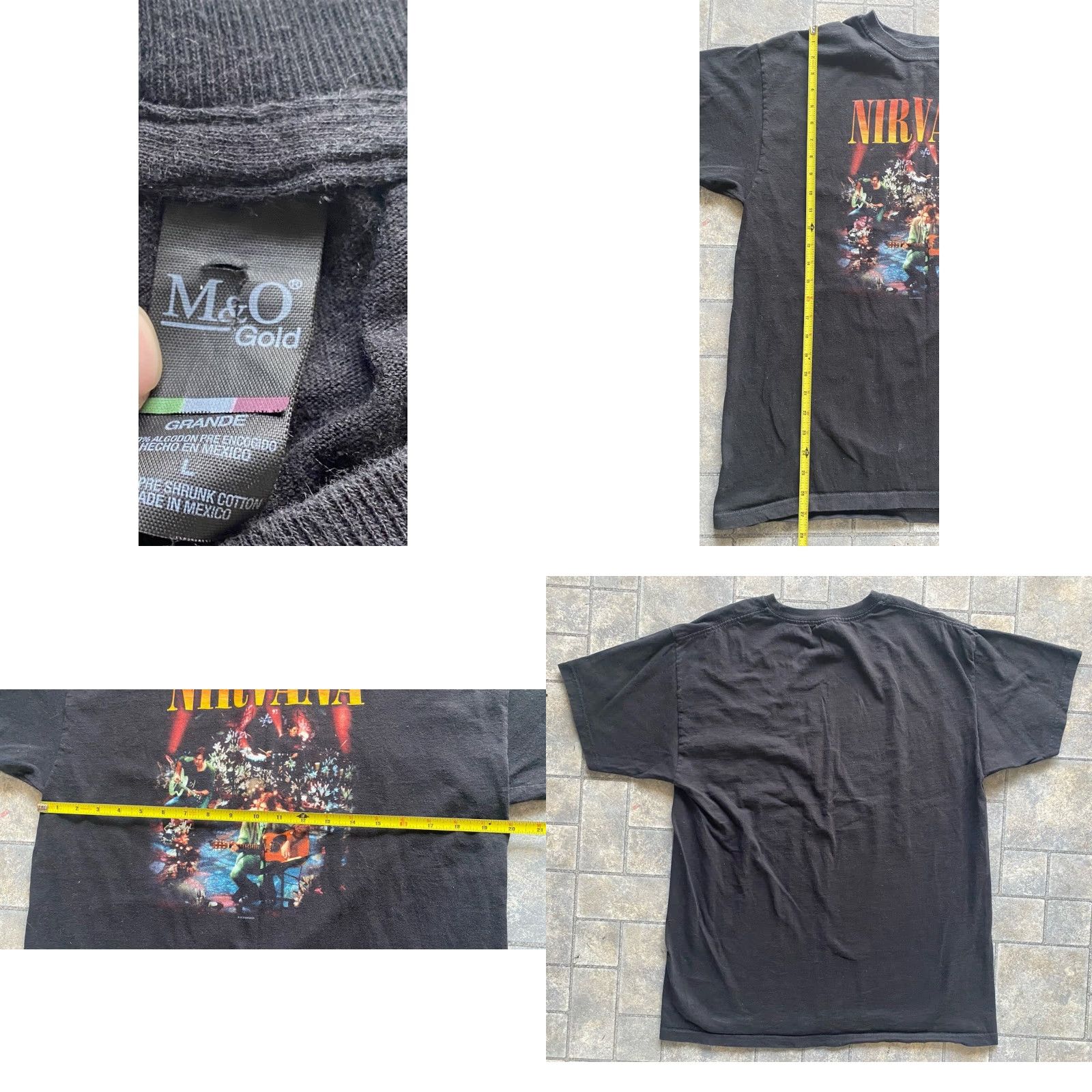 Vintage M&O Gold Nirvana T Shirt Men’s L Black Short Sleeve 2008 Band Music Vintage? Size US L / EU 52-54 / 3 - 8 Thumbnail