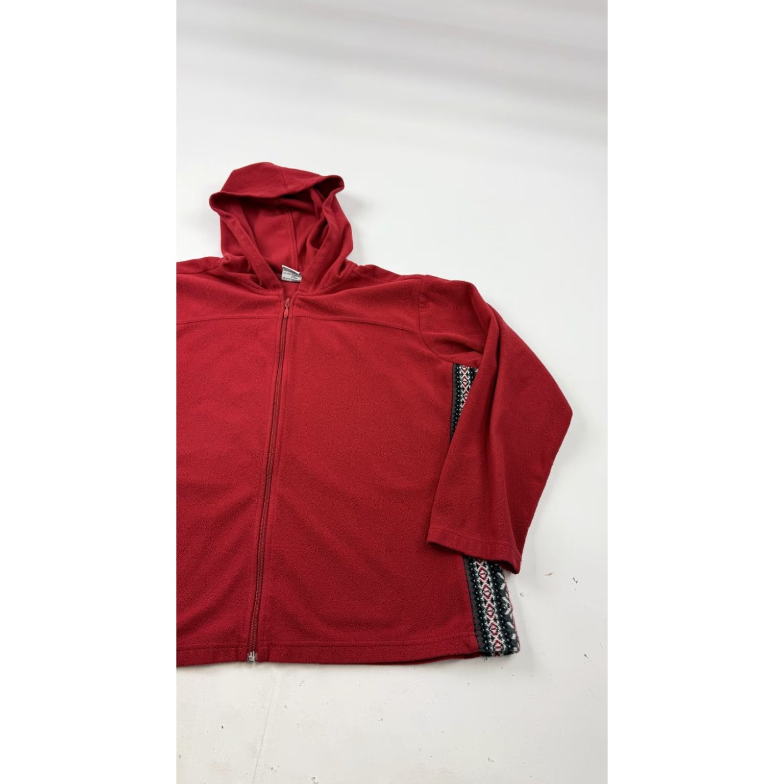 Vintage Columbia Jacket 2X Red Fleece Hooded Full Zip Lightweight Fair Isle Trim Womens Size XXL / US 16-18 / IT 52-54 - 3 Thumbnail