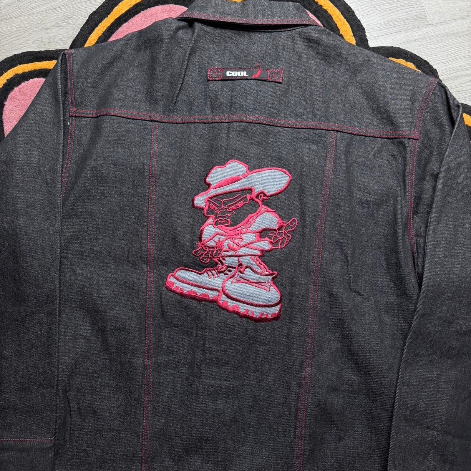 Vintage Vintage Y2K Cool J Embroidered Logo Raw Denim Trucker Jacket Size US XL / EU 56 / 4 - 7 Thumbnail