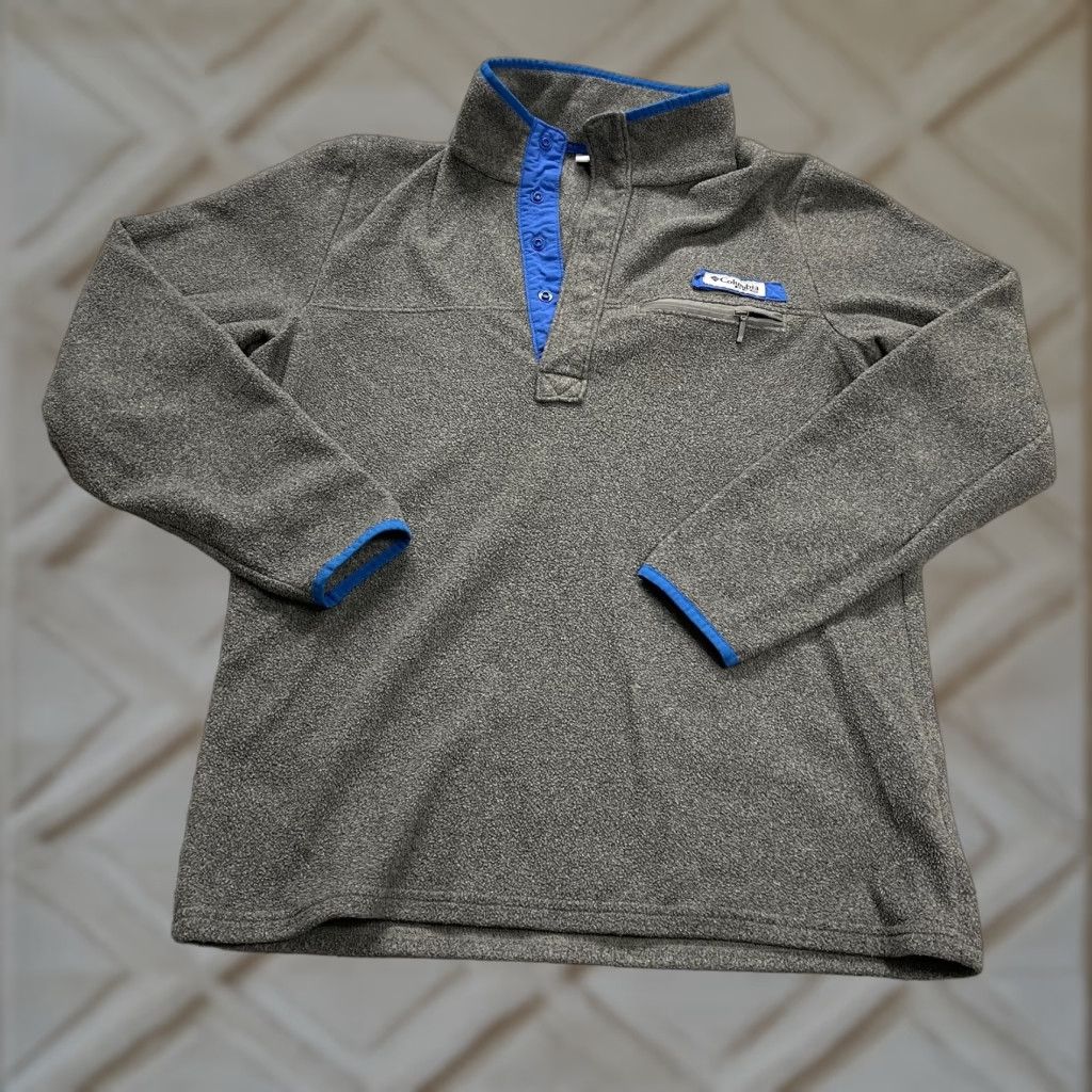 Vintage Columbia Sweatshirt Men Small Gray PFG Fleece Jacket Outdoor Fishing Snap Button Pullover Size US S / EU 44-46 / 1 - 1 Thumbnail