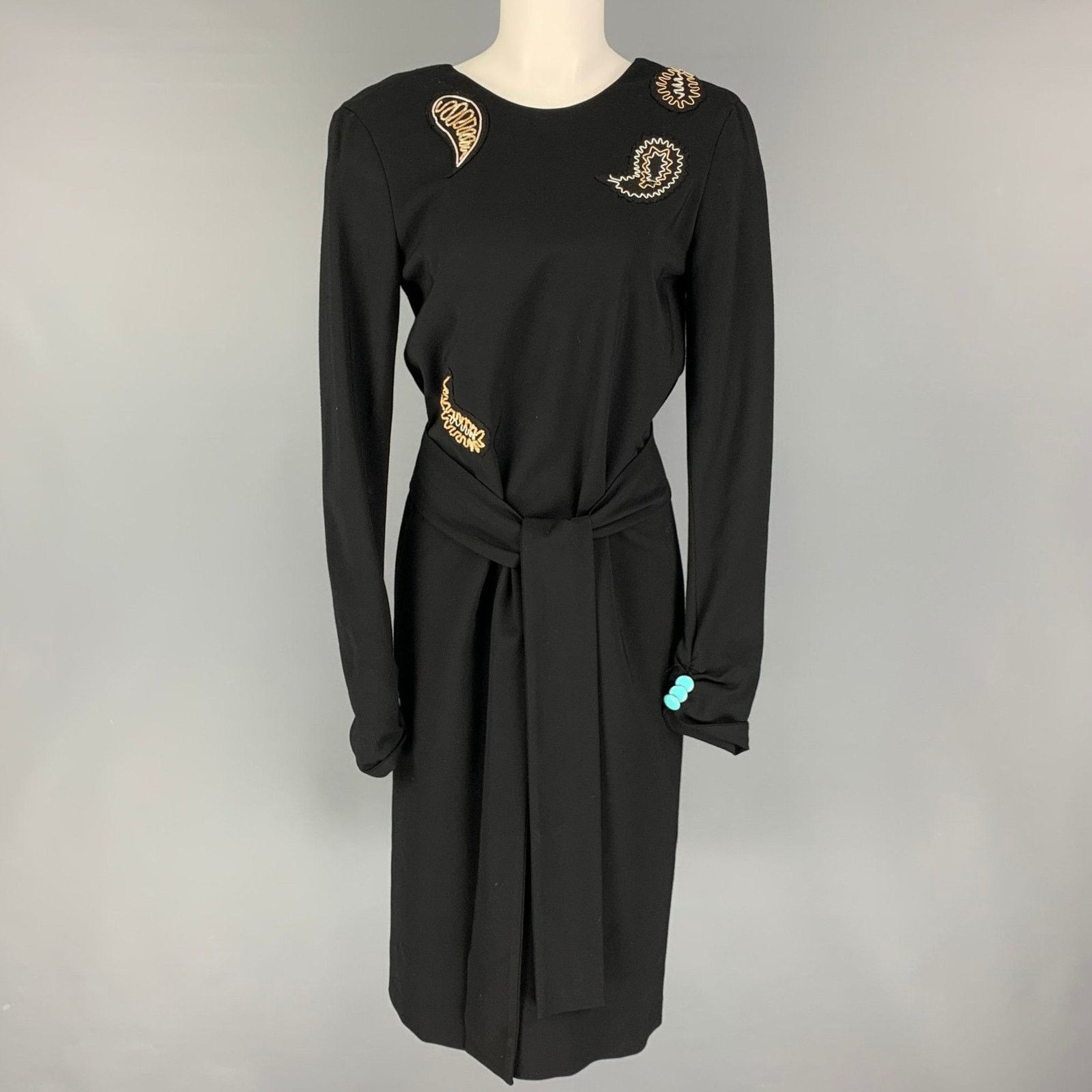 Paul Smith PAUL SMITH Size 4 Black Jersey Beaded Open Back Long Dress Size S / US 4 / IT 40 - 1 Thumbnail
