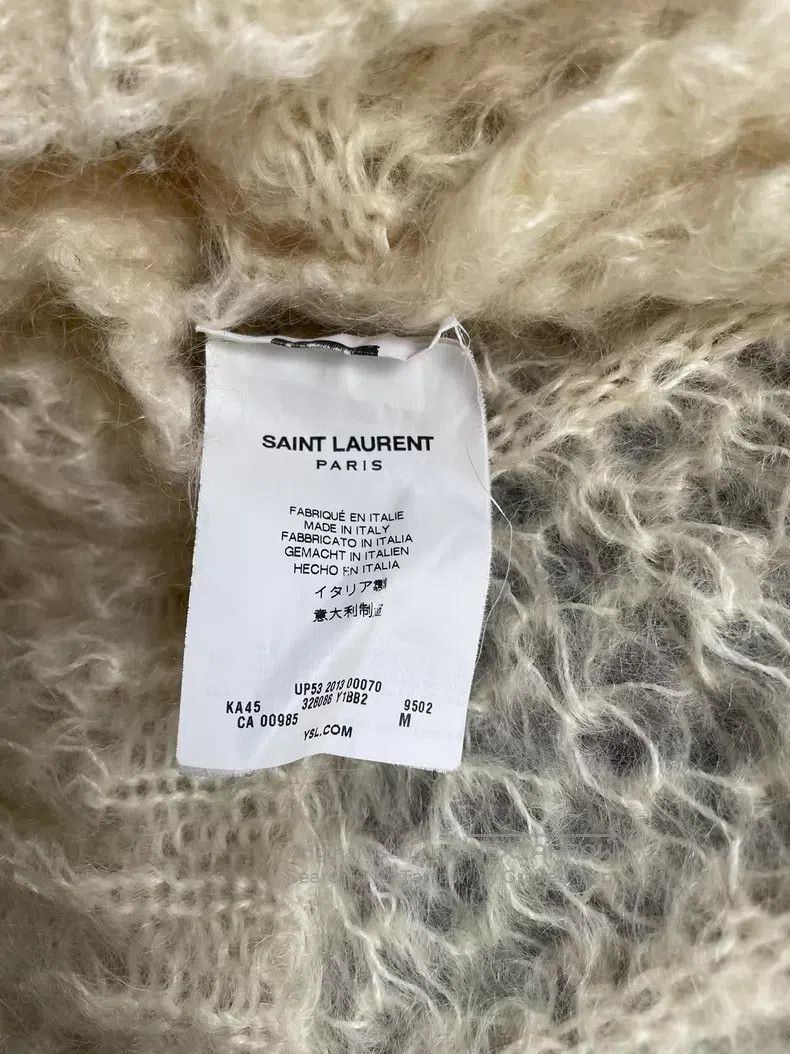 Saint Laurent Paris Saint Laurent Paris White Openwork Feather Pattern Wool Kn Size US M / EU 48-50 / 2 - 7 Thumbnail