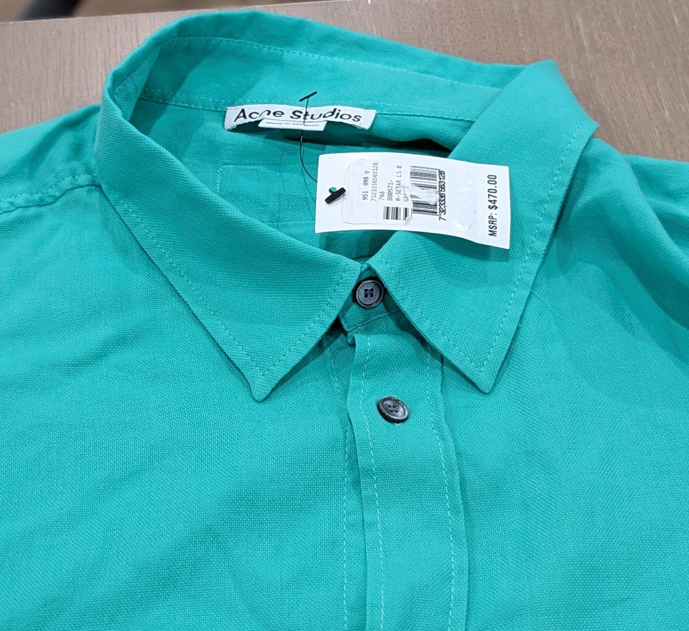 Acne Studios ACNE STUDIOS "Setar" Cotton LS Button Up Shirt Green 48 Size US M / EU 48-50 / 2 - 2 Thumbnail