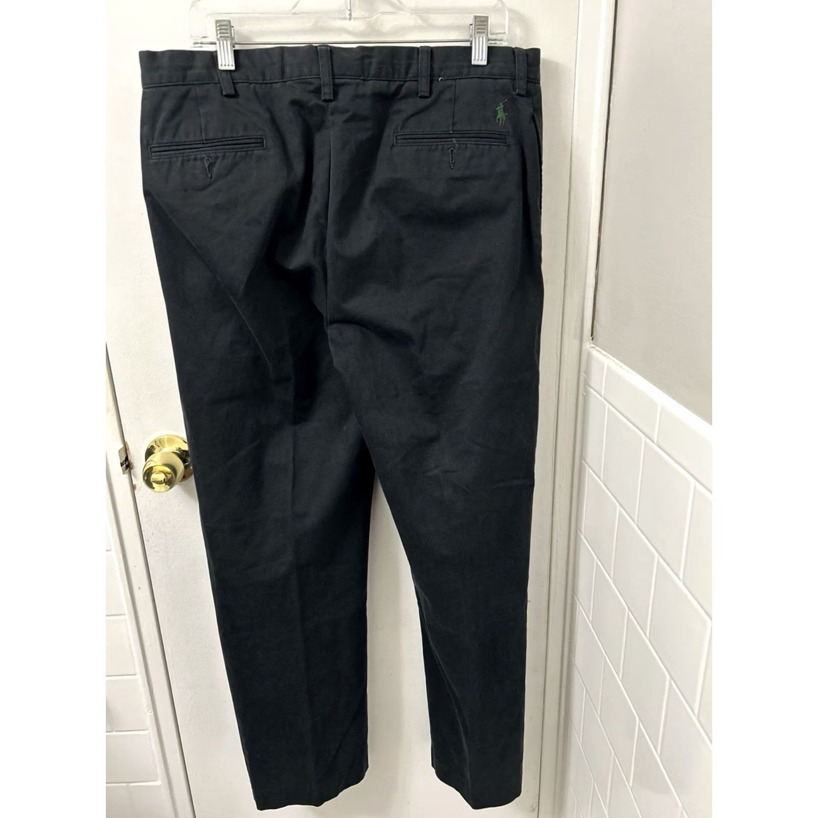 Polo Ralph Lauren Polo Ralph Lauren Pants Ethan Mens Size 36x30 Black Pleated Cotton 5-Pocket Chino Dress Workwear Straight Leg Vintage: No Size US M / EU 48-50 / 2 - 6 Thumbnail
