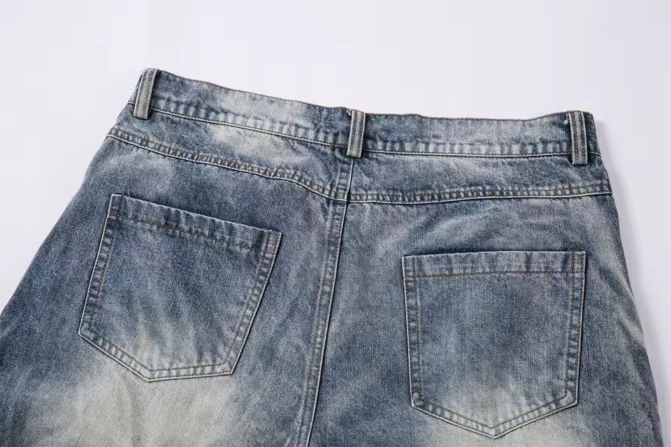 Jean Streetwear Designer Washed Wide Leg Retro Outdoor Jeans Size US 35 - 10 Thumbnail