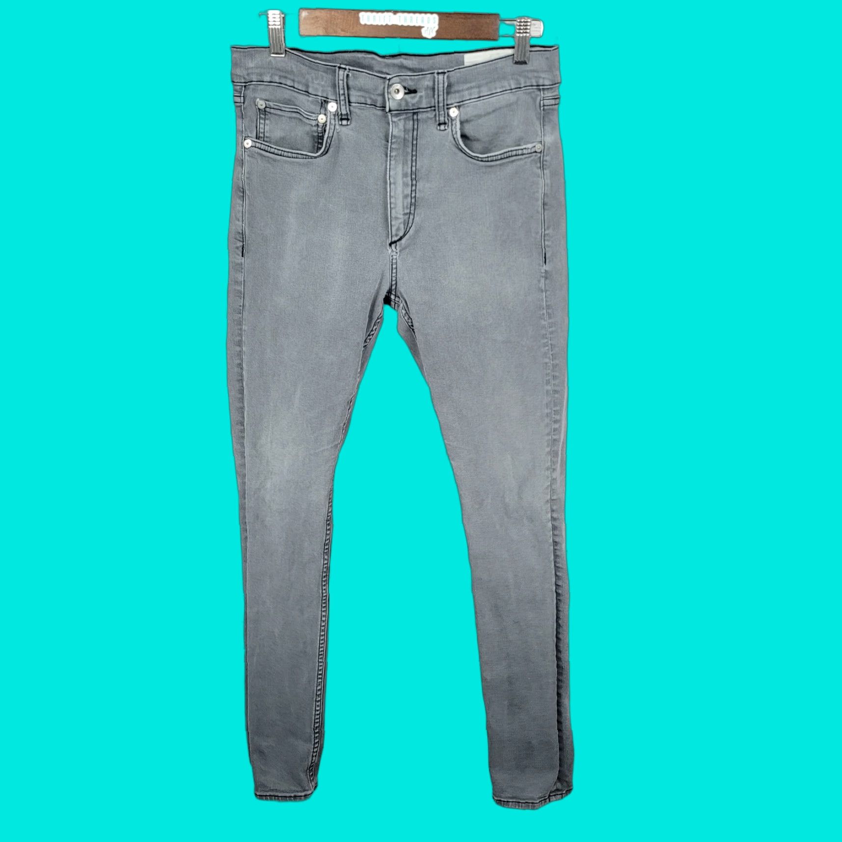 Rag & Bone VINTAGE Rag & Bone Shadow Grey Fit 1 Skinny Jeans Men 31 30x31 Grey Denim 5-Pocket Mid Rise Stretch" Size US 31 - 1 Thumbnail