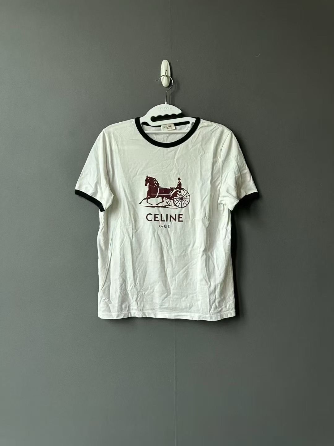 Celine Celine White Carriage Print Short-Sleeve T-Shirt Size M / US 6-8 / IT 42-44 - 1 Thumbnail