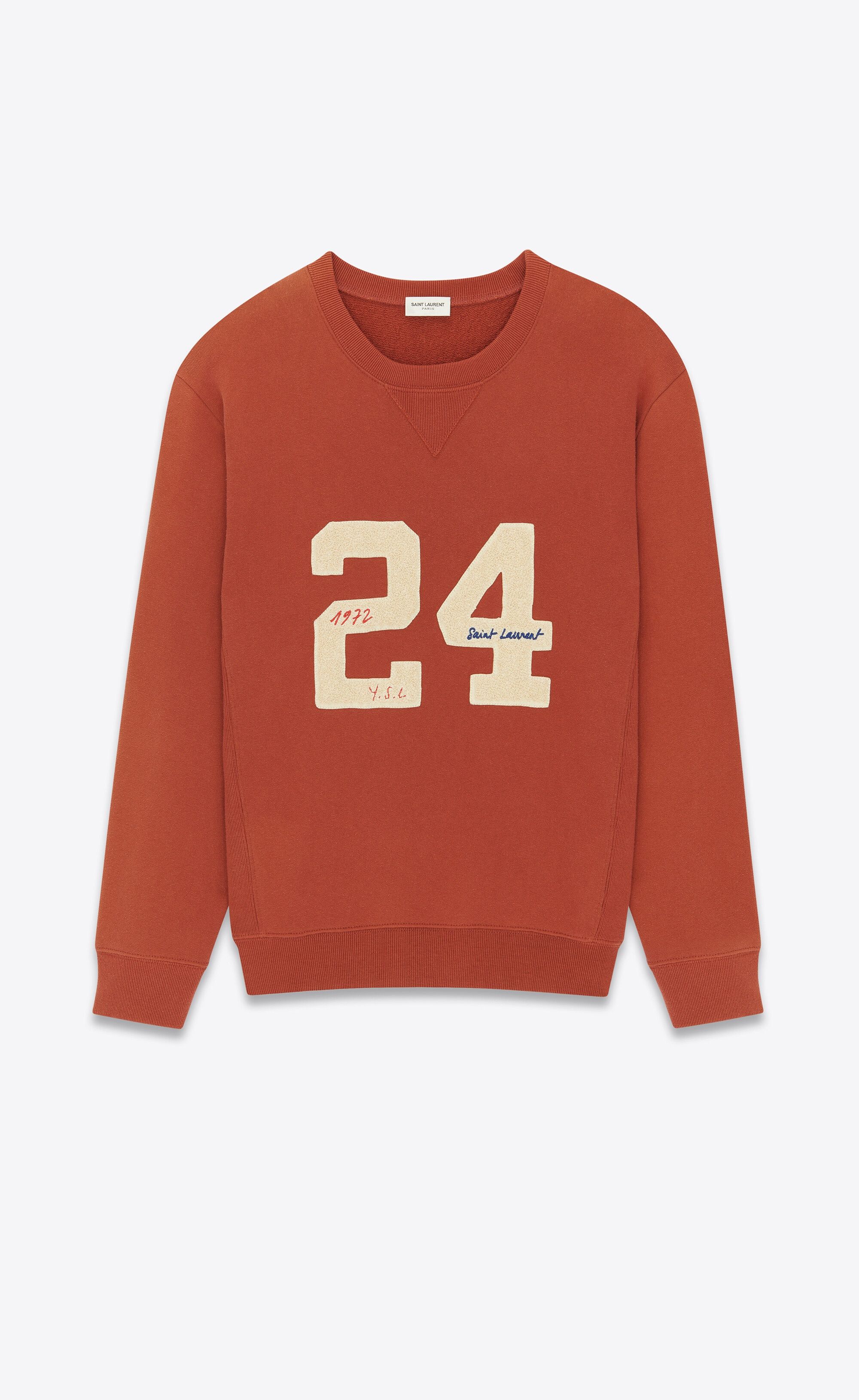 Saint Laurent Paris o1la1rc1a1225 731083 "24 Saint Laurent" Sweatshirt in Red Size US M / EU 48-50 / 2 - 1 Thumbnail