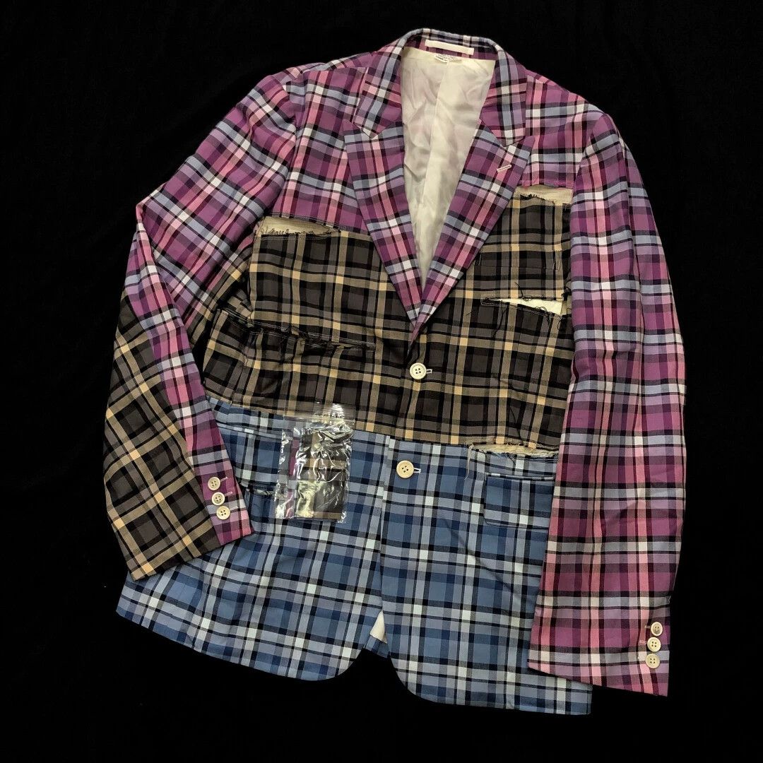 Comme des Garcons CDG 19SS Crazy Suits Slashed Checked Jacket M Size US M / EU 48-50 / 2 - 1 Thumbnail