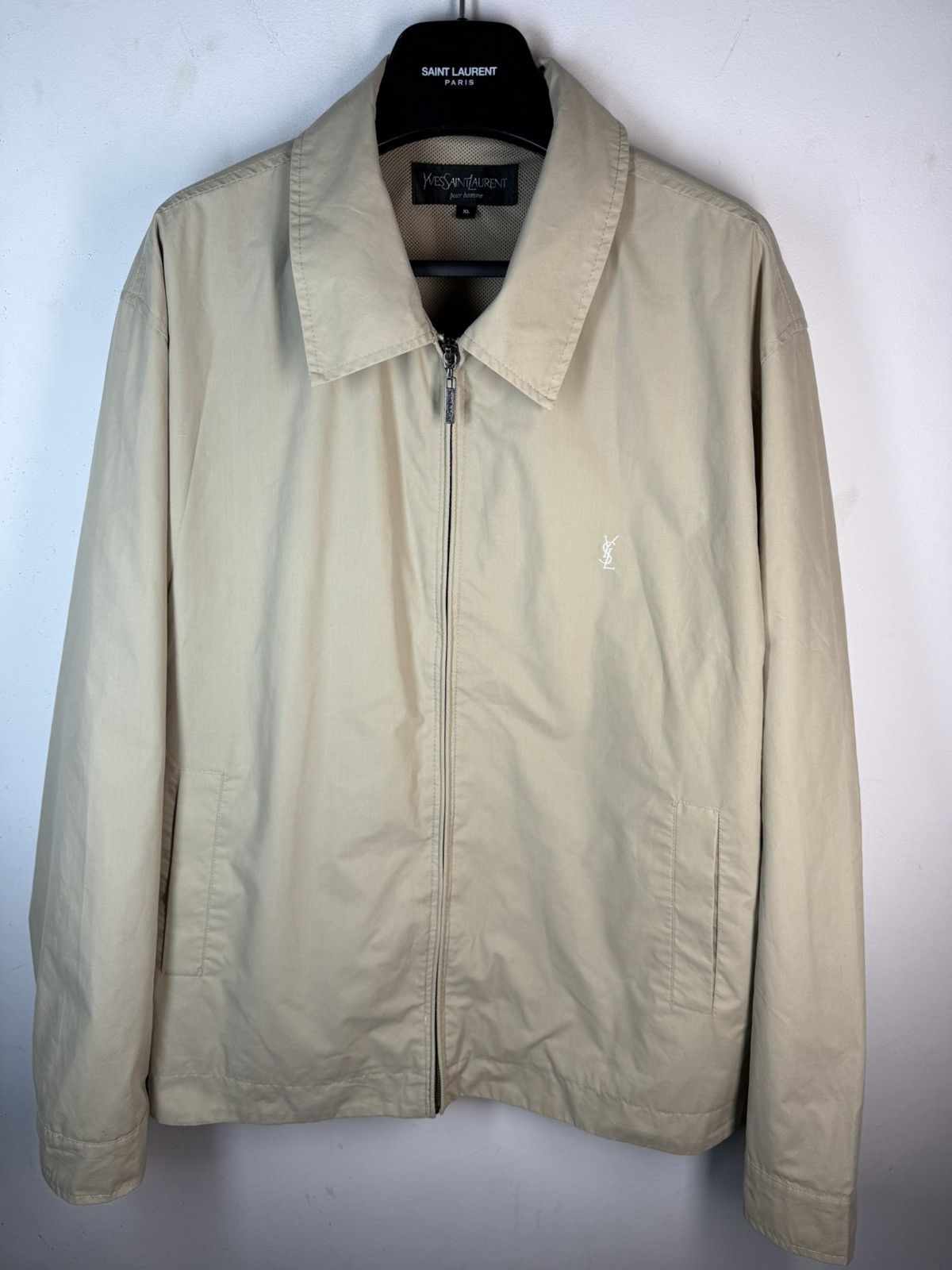 Yves Saint Laurent Beige YSL Jacket Bomber Zip Up Collar Vintage Logo y2k Size US XL / EU 56 / 4 - 2 Thumbnail