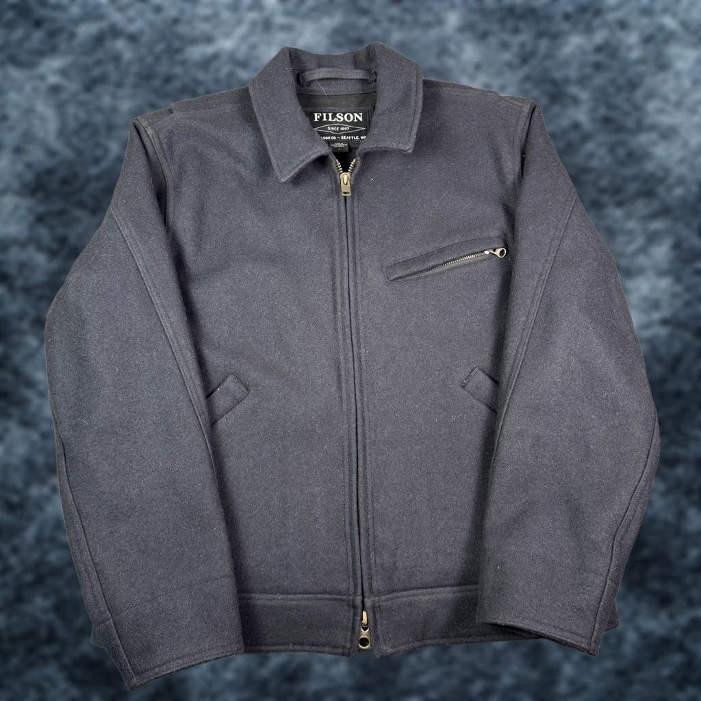 Filson VINTAGE Filson Mackinaw Work Jacket Mens Large Navy Blue Wool Full Zip Heavyweight Jacket Size US L / EU 52-54 / 3 - 1 Thumbnail