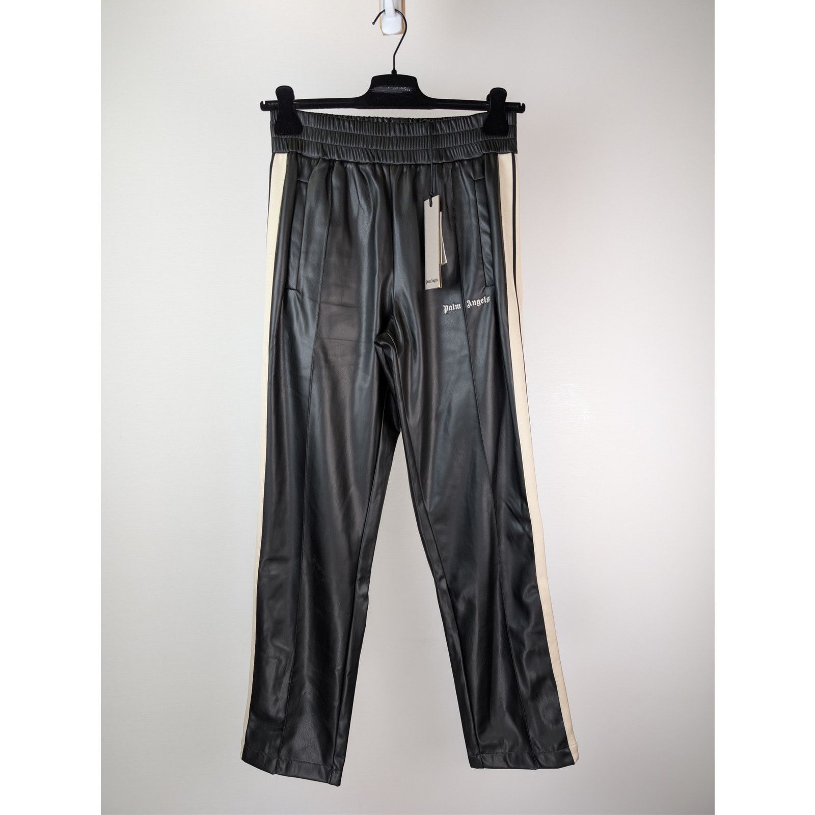 Palm Angels o1rshd1 Leather Effect Track Pants in Black / Off White Size US 36 / EU 52 - 1 Thumbnail