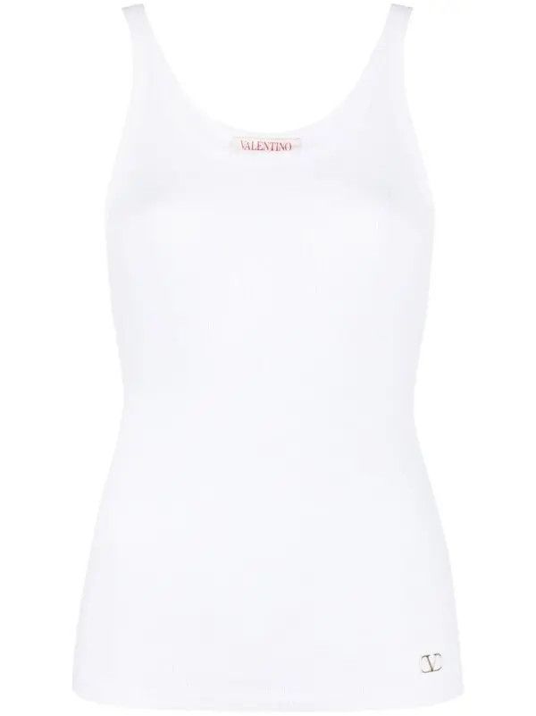 Valentino o1y0326 Logo Tank Top in White Size M / US 6-8 / IT 42-44 - 1 Thumbnail