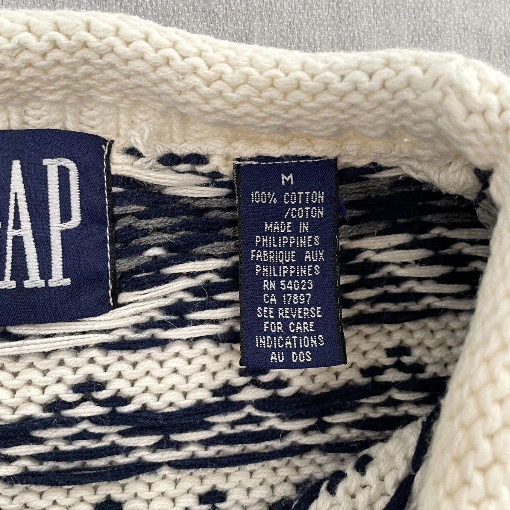 Gap VINTAGE Gap Chunky-Knit Sweater Adult Medium Blue Geometric Fair Isle 90s Mens Size US M / EU 48-50 / 2 - 5 Thumbnail