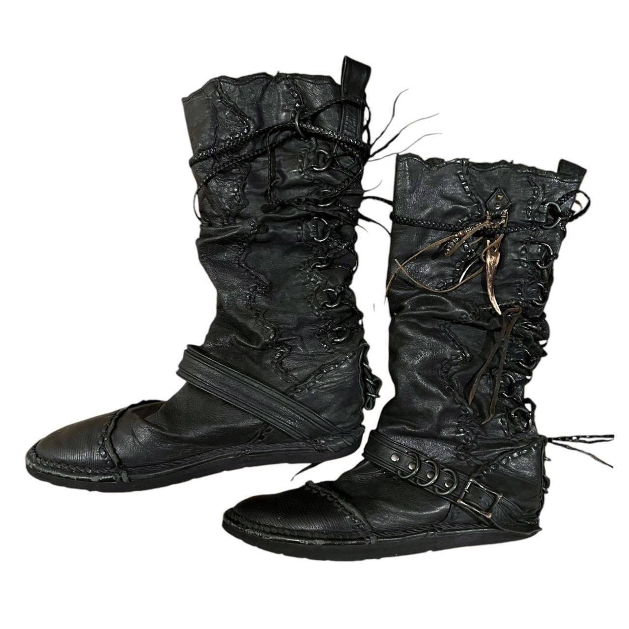Pre-owned 14th Addiction Evolved Tethered Moccasins Shoes In Black