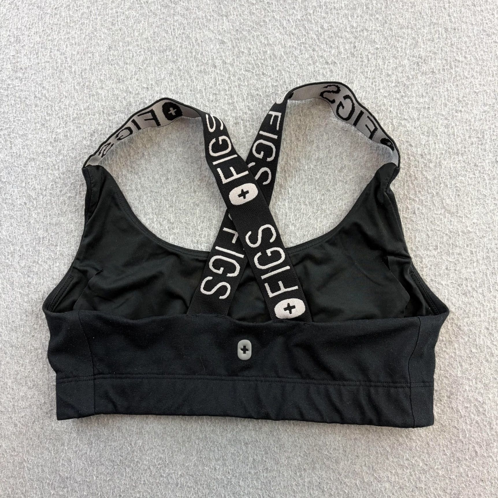 Vintage FIGS Sports Bra Womens Small Black Logo Crossback Gym Yoga Athletic Activewear Size ONE SIZE - 7 Thumbnail