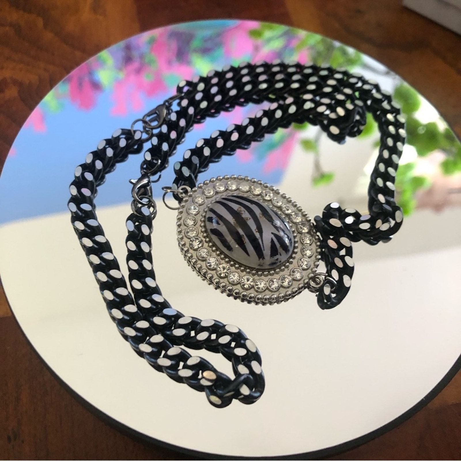 Handmade Hand crafted repurpose animal print cabochon necklace Size ONE SIZE - 1 Thumbnail