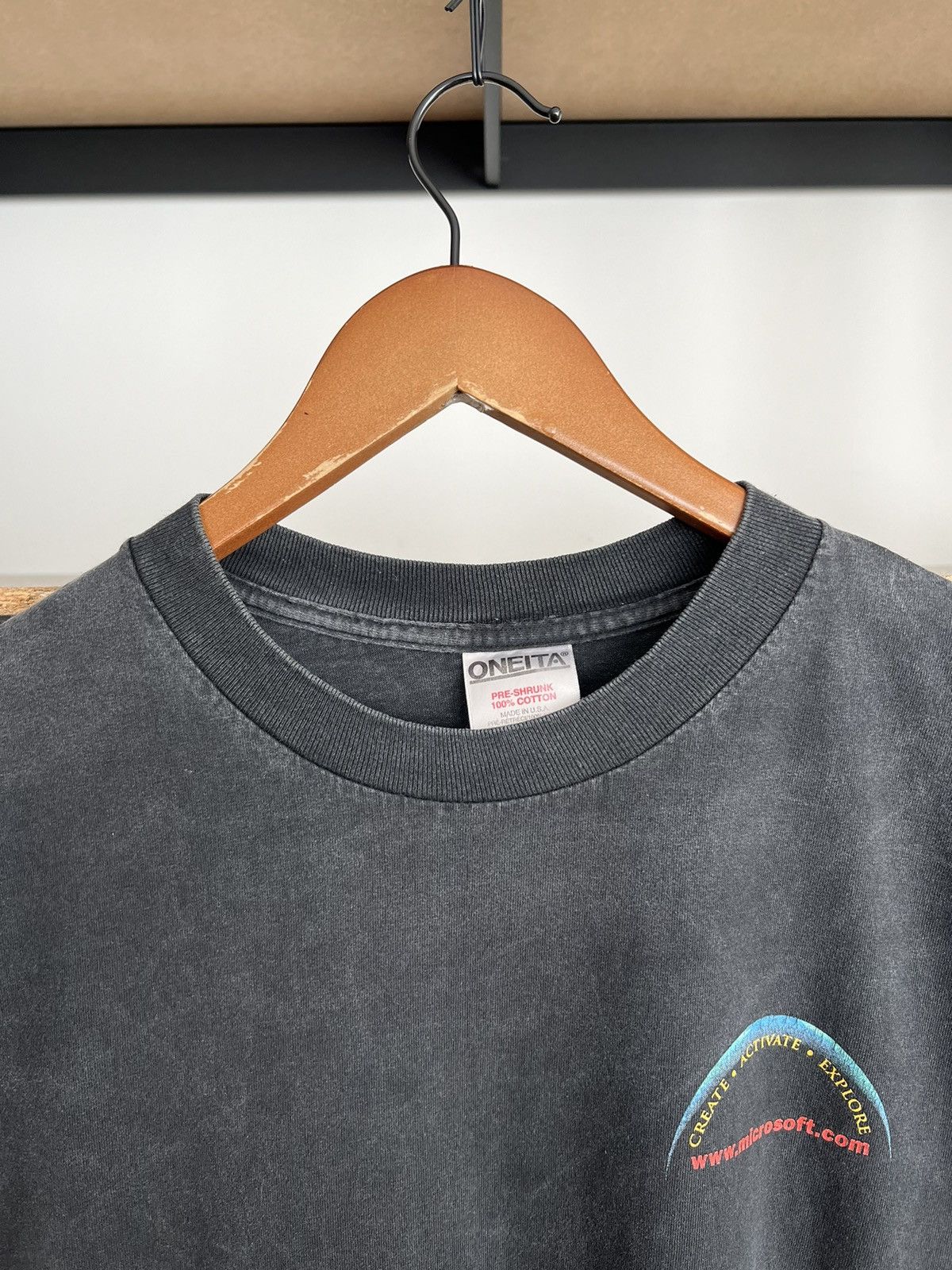 Microsoft Vintage 90s Microsoft Create Activate Explore Tech Faded Tee Size US XL / EU 56 / 4 - 11 Thumbnail
