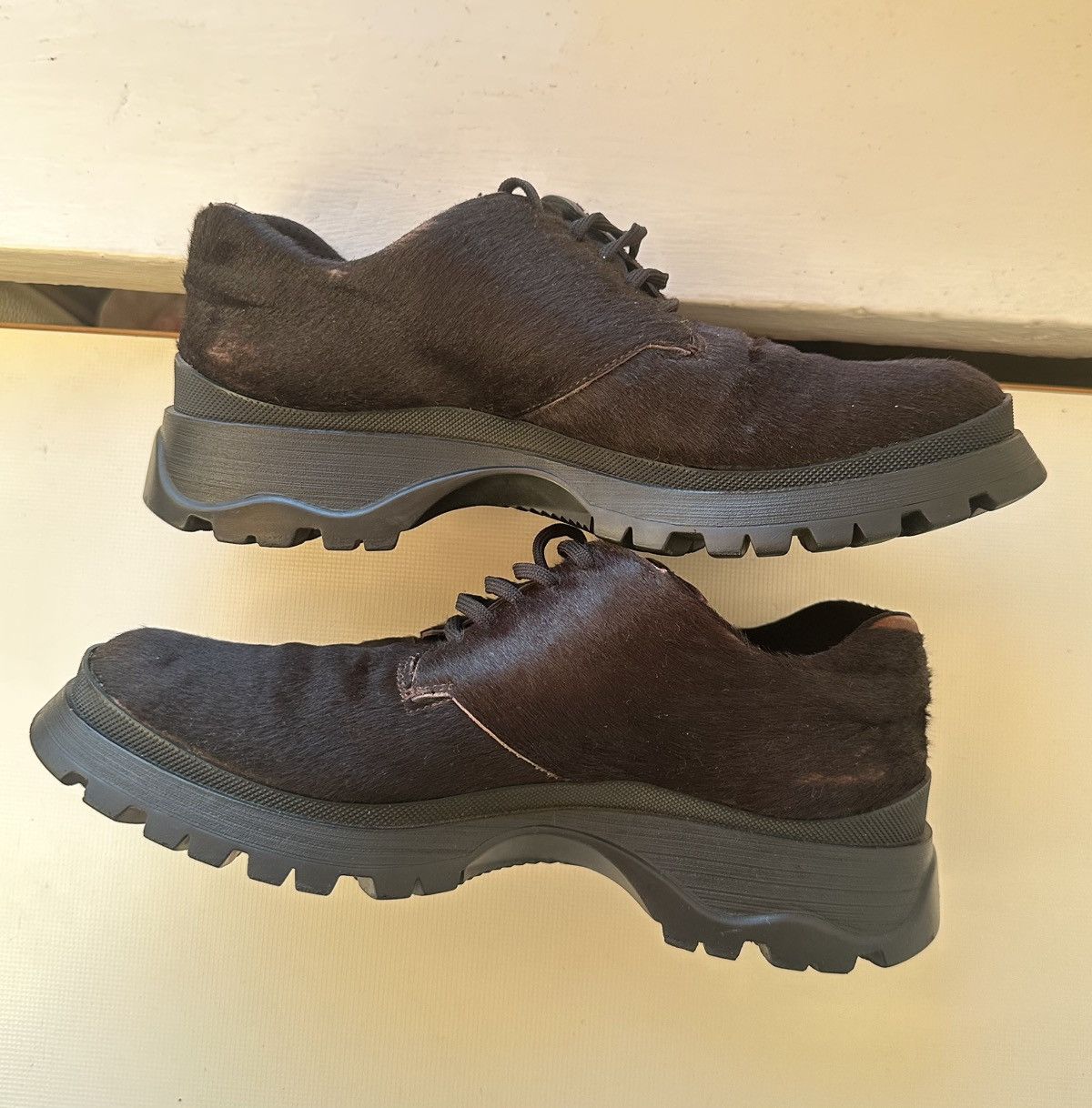 Prada Prada AW99 Pony Hair brown leather derby Size US 7.5 / IT 37.5 - 5 Thumbnail