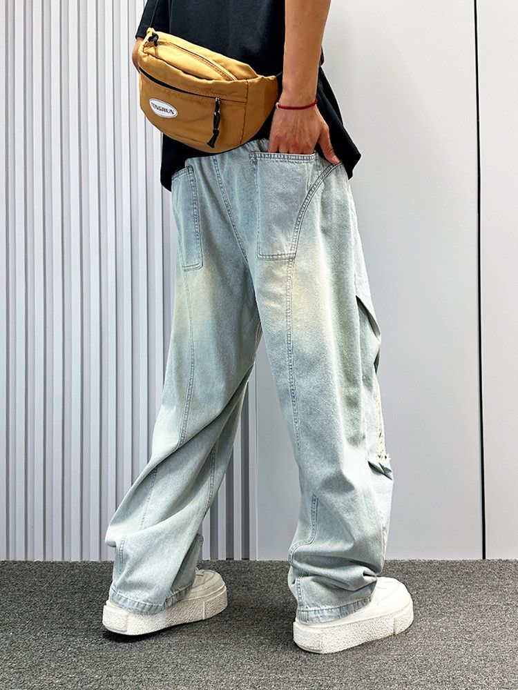 Japanese Brand High street men's loose wide-leg ripped curved jeans Size US 32 / EU 48 - 5 Thumbnail