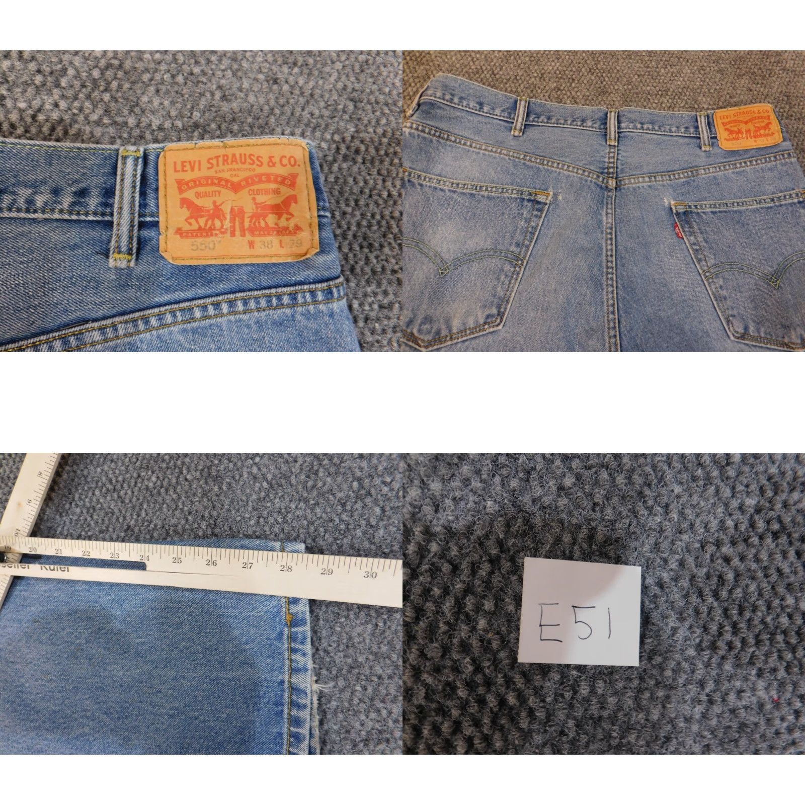 Levi's Levis 550 Jeans Mens 38x29 Blue Relaxed Denim Straight Pocket Zipper Regular 550 Model Cowboy Vintage No 90s Size US 38 / EU 54 - 8 Thumbnail