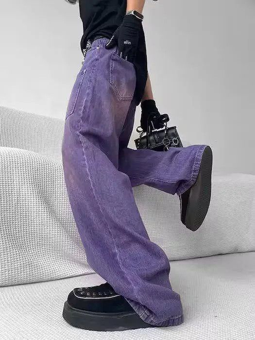 Japanese Brand × Jean Purple Baggy Wide Leg Denim Jeans Size US 34 / EU 50 - 1 Thumbnail