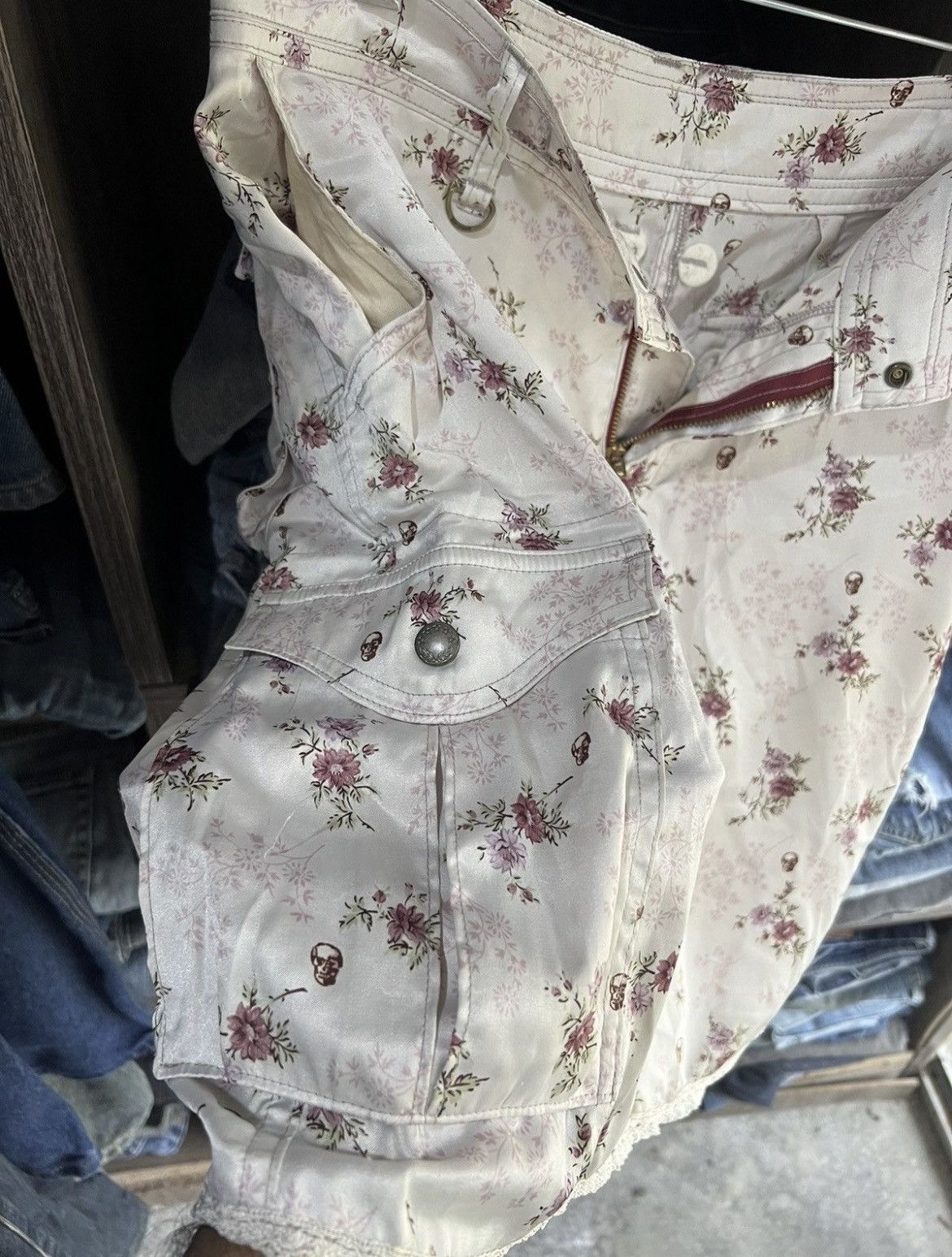 Hysteric Glamour 🔥Rare Fullprint Floral Skulls Hysteric Glamour Cargo Skirt Size 31" - 9 Thumbnail