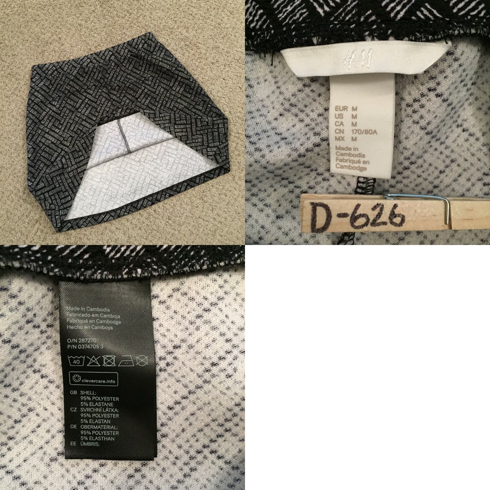 H&M H&M Skirt Women A-Line Knee Length Geometric Black White Pull On Size 32" / US 10 / IT 46 - 8 Thumbnail