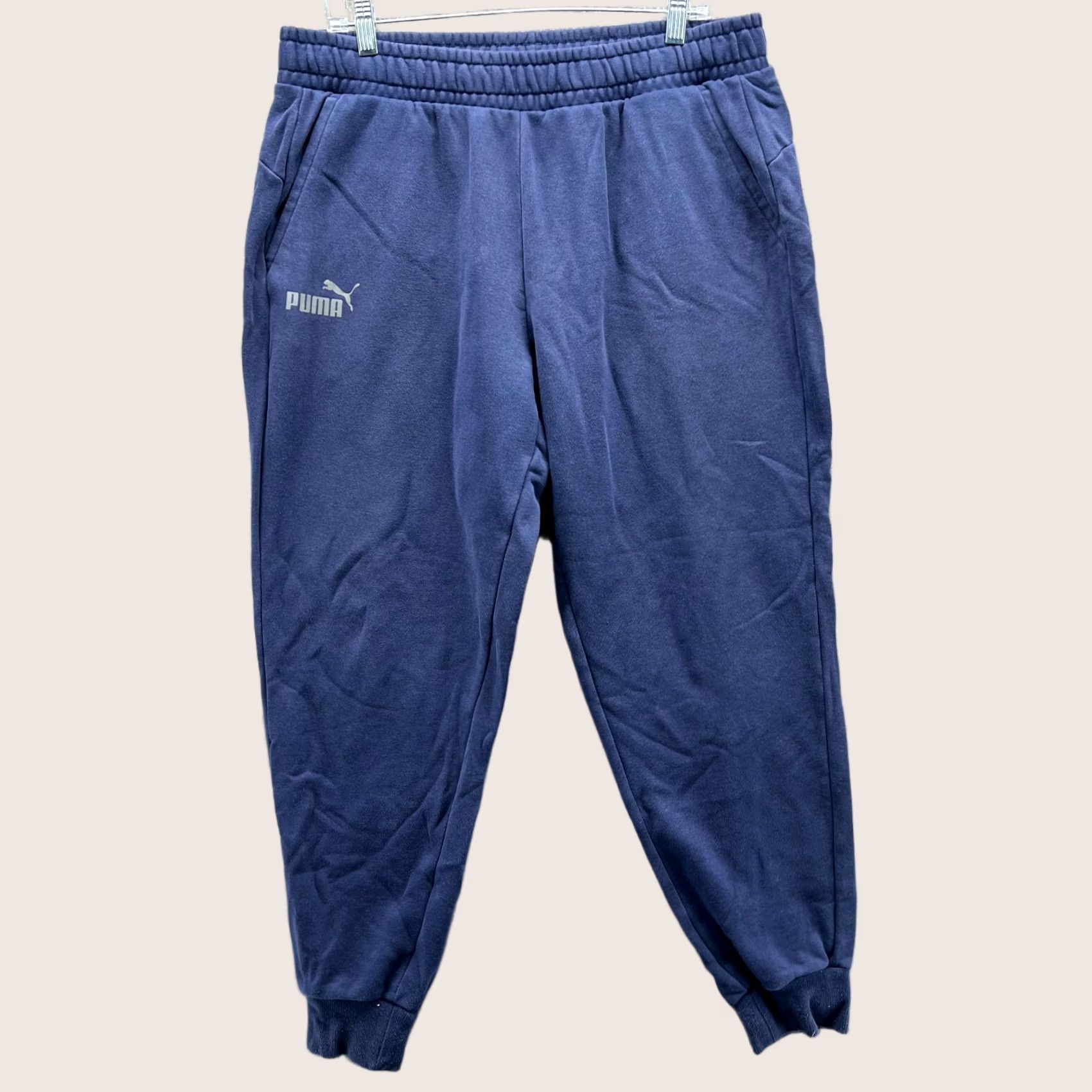 Puma Puma Jogger Mens XL Blue Navy Fleece Sweatpants Athletic Tapered Drawstring Pockets Size US 36 / EU 52 - 1 Thumbnail