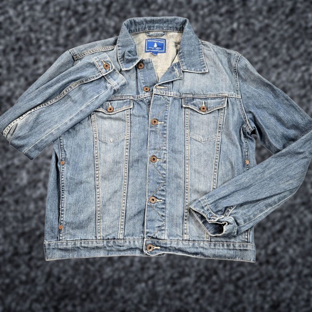 Denime VINTAGE Northwest Wood Jacket Mens L Blue Denim Trucker Button Front Biker Casual Size US L / EU 52-54 / 3 - 1 Thumbnail