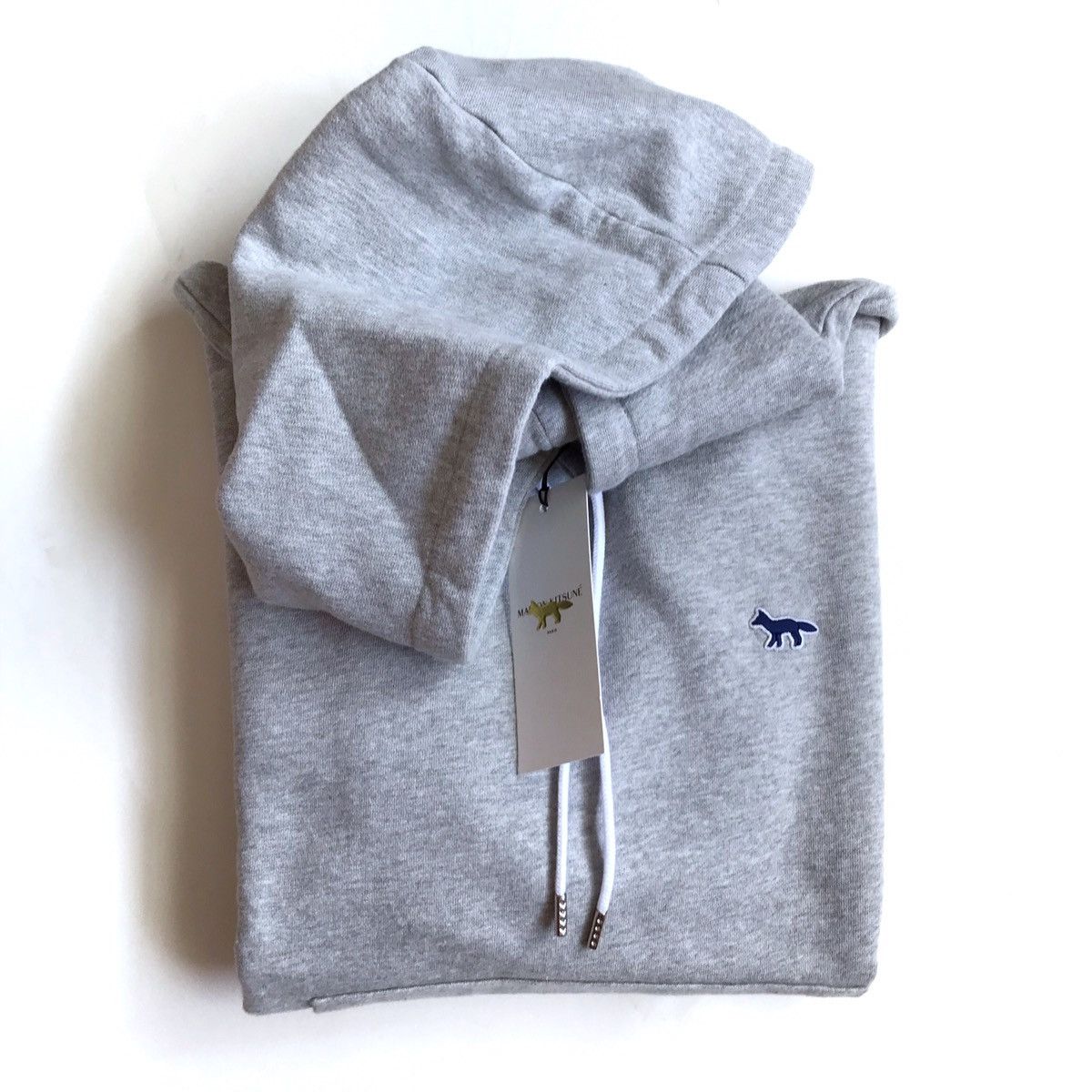 Image of Maison Kitsune Grey Cotton Fleece Hoodie Unisex Xs Nwt, Men's