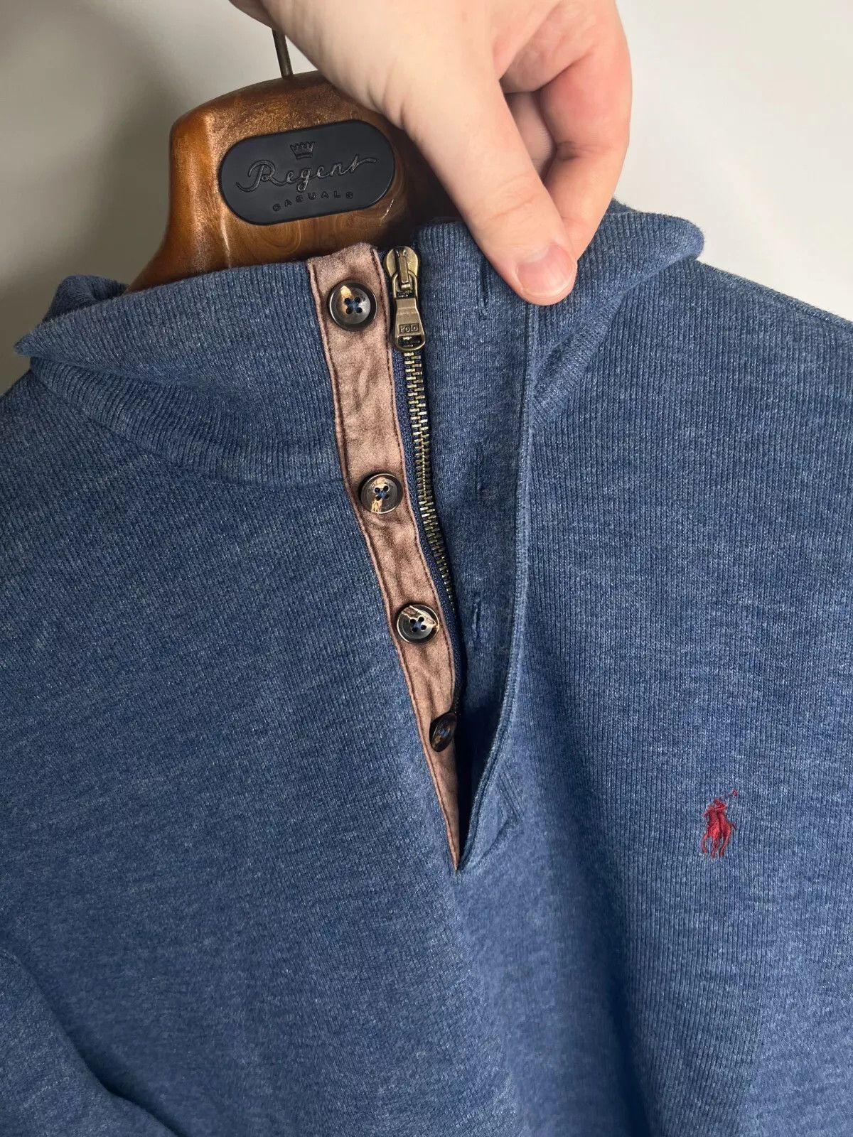 Polo Ralph Lauren Polo Ralph Lauren 1/4 Zip Blue Sweater Men's Pony Red XXL Size US XXL / EU 58 / 5 - 4 Thumbnail