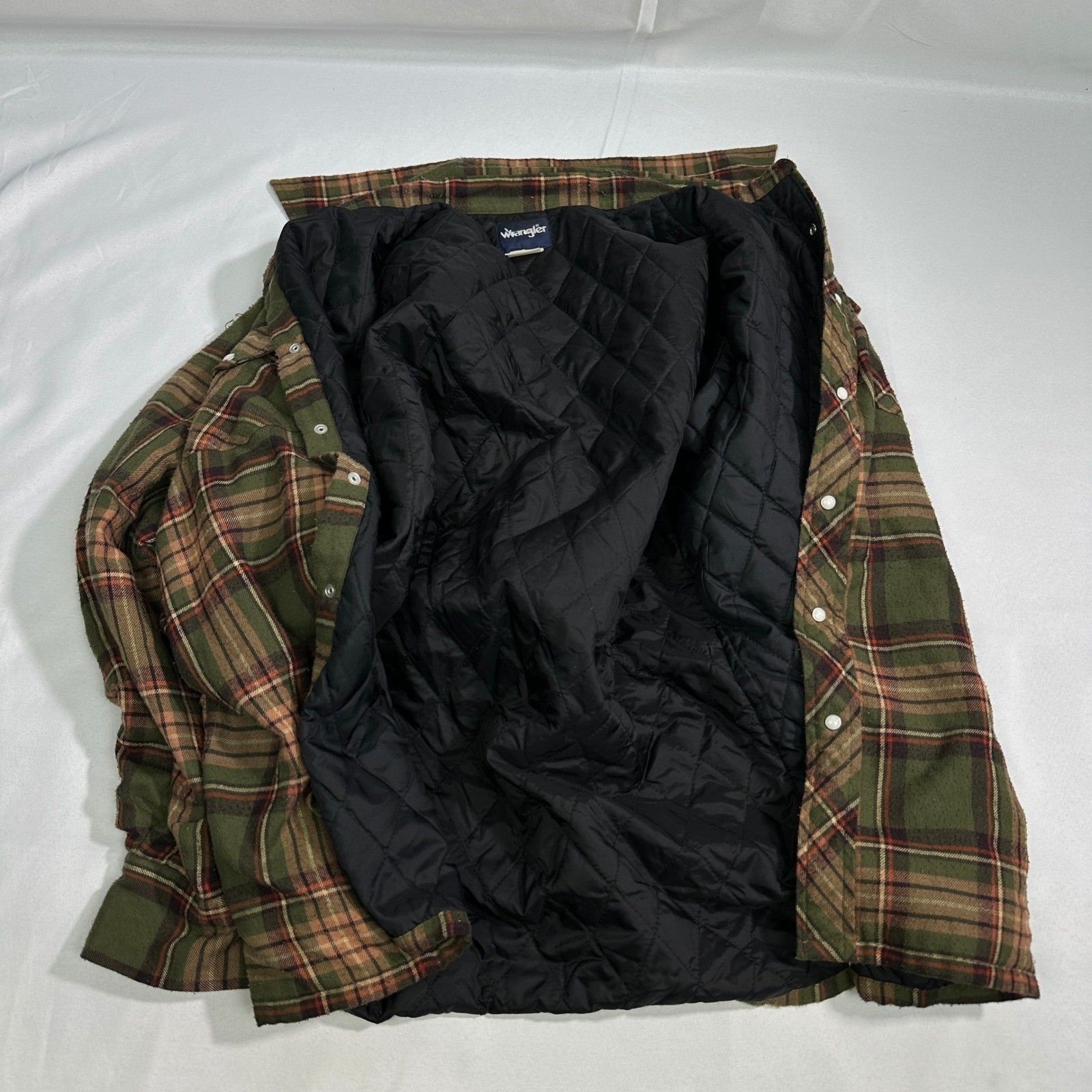 Wrangler Wrangler Men's Quilted Flannel Shirt Jacket Lined Green XL Size US XL / EU 56 / 4 - 4 Thumbnail