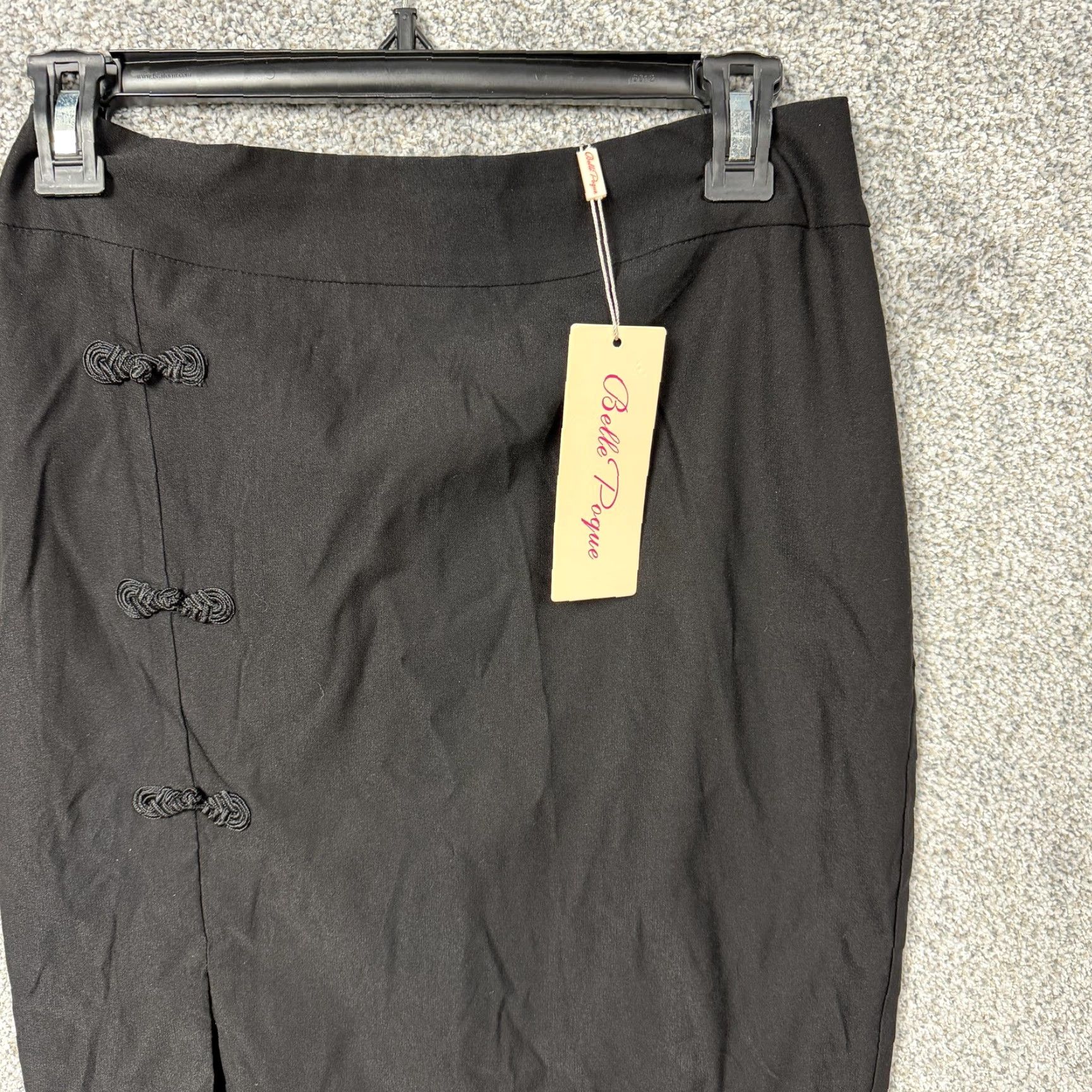 Vintage VINTAGE Belle Poque Skirt M Black Knee Pencil High Waist Button Slit Gothic Retro Office Rockabilly Women Size 32" / US 10 / IT 46 - 2 Thumbnail