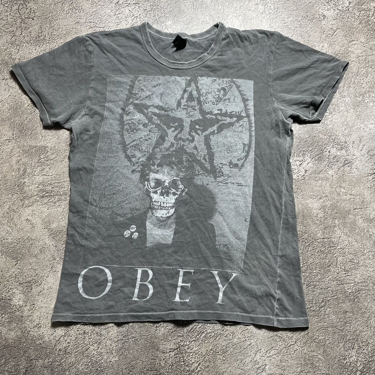 Vintage Vintage Y2K Obey Skull Graphic Tee Sun Faded Goth Punk M Size US M / EU 48-50 / 2 - 1 Thumbnail
