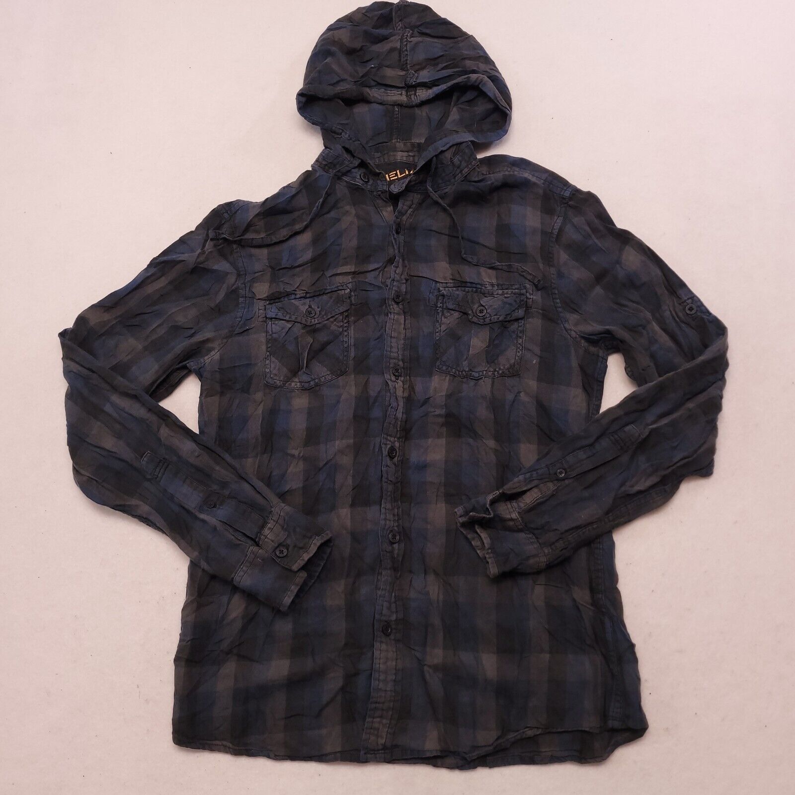 Helix Helix Casual Button Up Hoodie Mens Size Medium M Blue Plaid Size US M / EU 48-50 / 2 - 2 Thumbnail