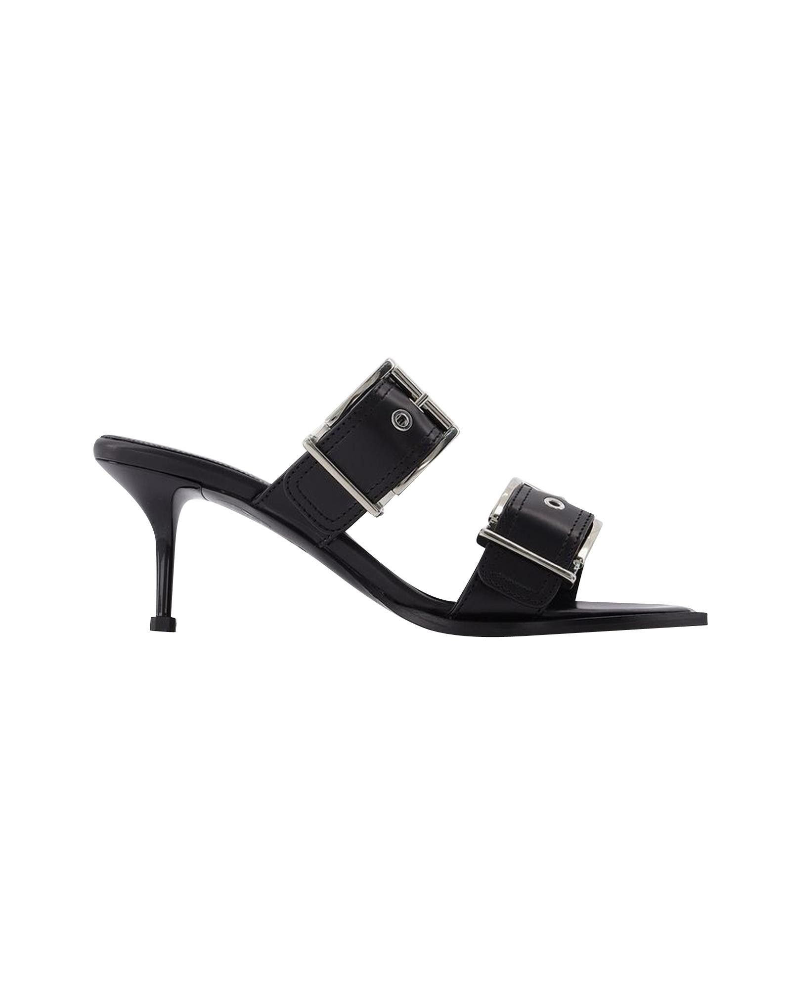 image of Alexander Mcqueen Leather Biker Pumps With Buckle Detail Shoes, Women's (Size 6)