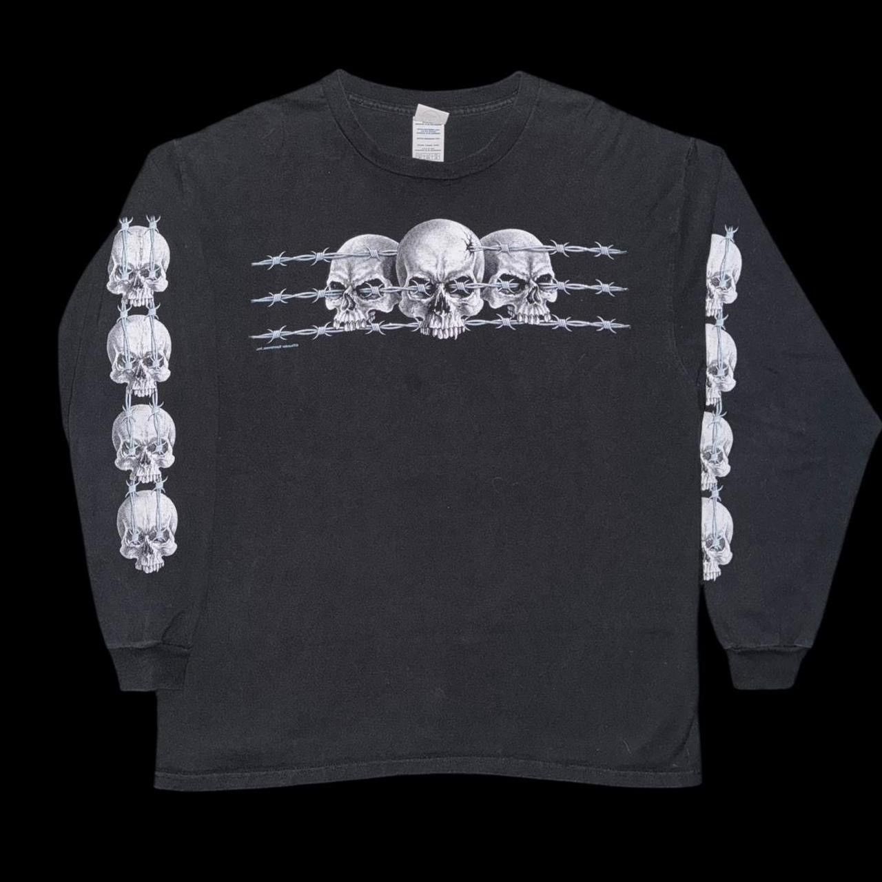 Vintage Vintage Y2K Dark Cyber Goth Skull Barbed Wire Longsleeve Tee Size US XL / EU 56 / 4 - 3 Thumbnail