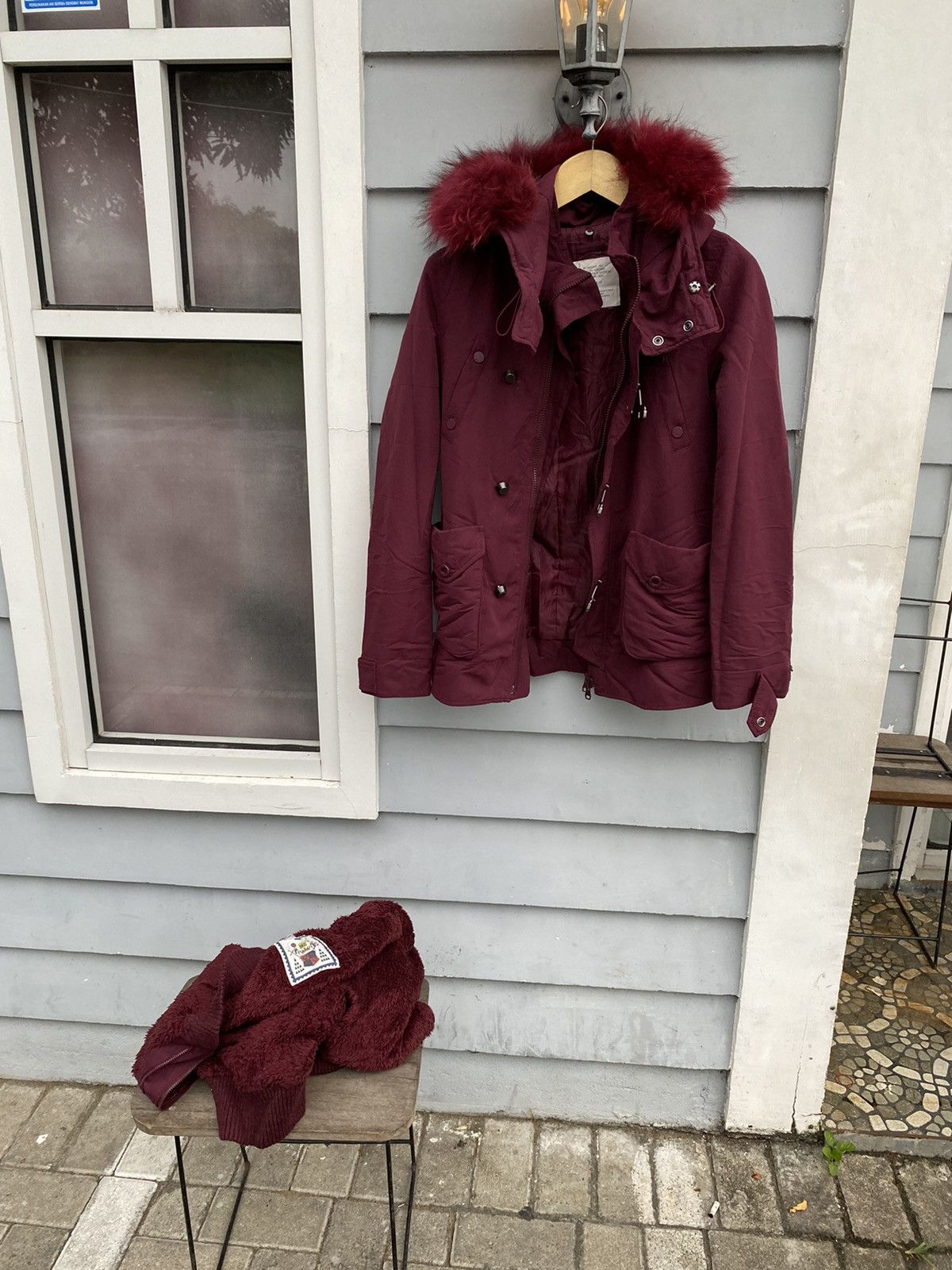 If Six Was Nine Sly Burgundy Fur Hood Parka Jacket Winter Coat Toggle Button Size US S / EU 44-46 / 1 - 17 Thumbnail