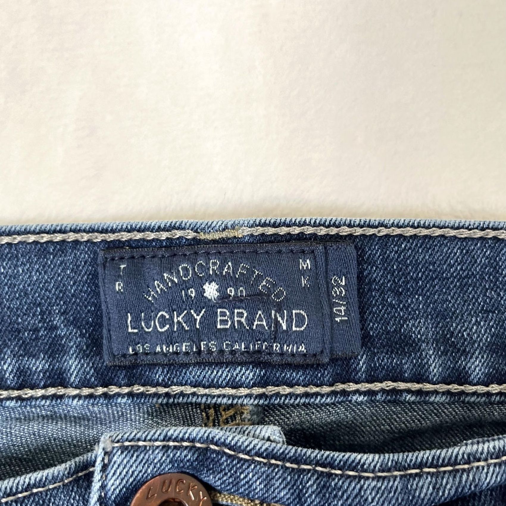 Lucky Brand Lucky Brand Brooke Skinny Jeans Womens 14 Blue Medium Wash Denim Slim 5-Pocket Handcrafted Logo Buttons Zip Fly Pants Womens Size 36" / US 14 / IT 50 - 4 Thumbnail