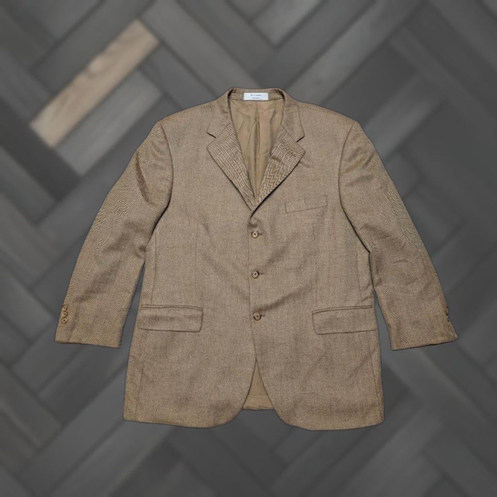 Nordstrom NORDSTROM blazer LORO PIANA cashmere herringbone tan brown jacket 46R Size 46R - 1 Thumbnail