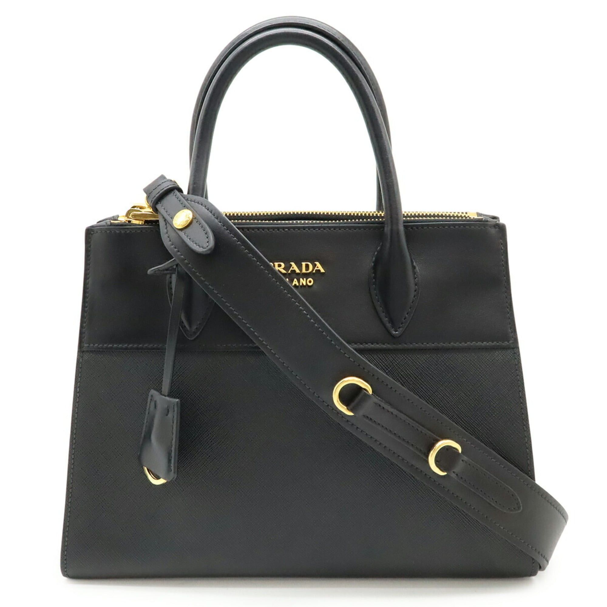 Prada Paradigm Handbag/shoulder Bag In Saffiano Leather, Nero Black, 1Ba103, Women's