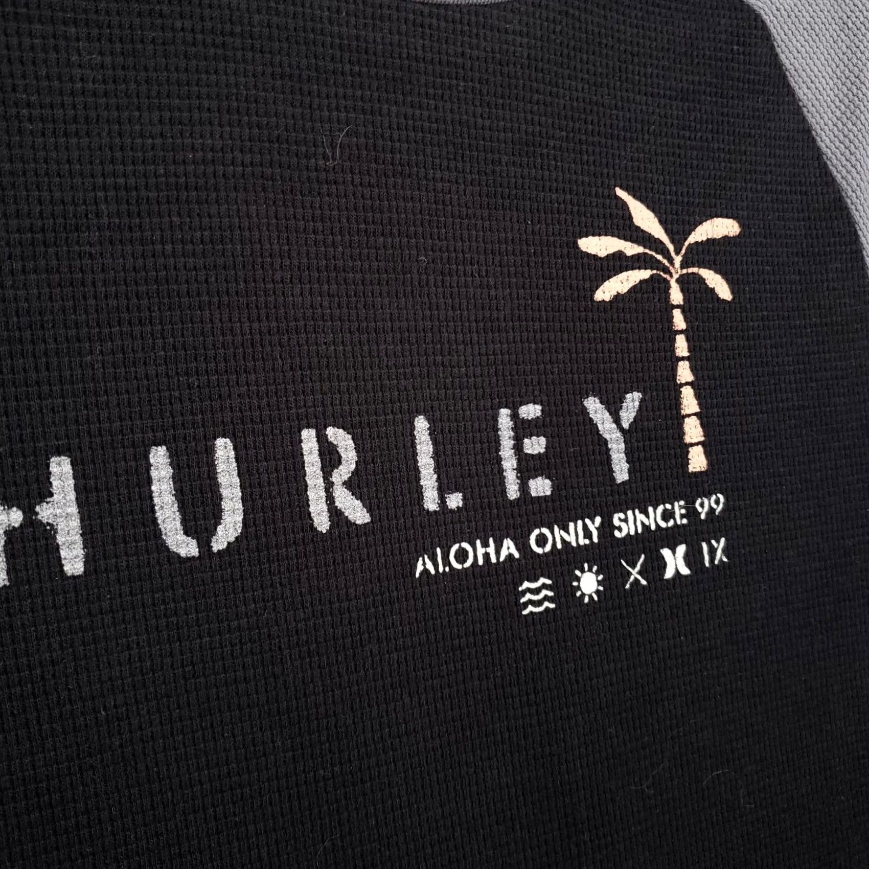Hurley Hurley T-Shirt Mens S Small Black Aloha Long Sleeves Waffle-Knit Surf Pullover Size US S / EU 44-46 / 1 - 5 Thumbnail