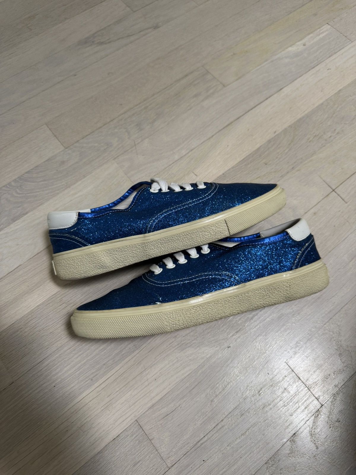 Saint Laurent Paris SS14 Hedi Era SLP Skate Shoe Blue Glitter Size US 8 / EU 41 - 2 Thumbnail