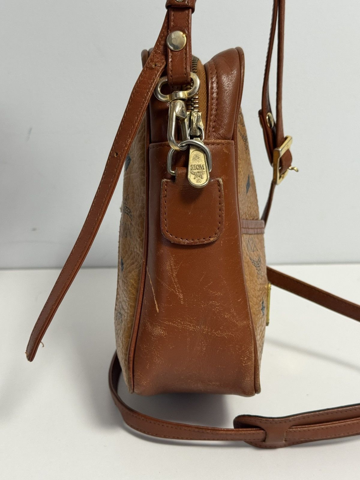 MCM MCM Visetos Shoulder Bag Crossbody Bag Brown Logo Leather Size ONE SIZE - 10 Thumbnail