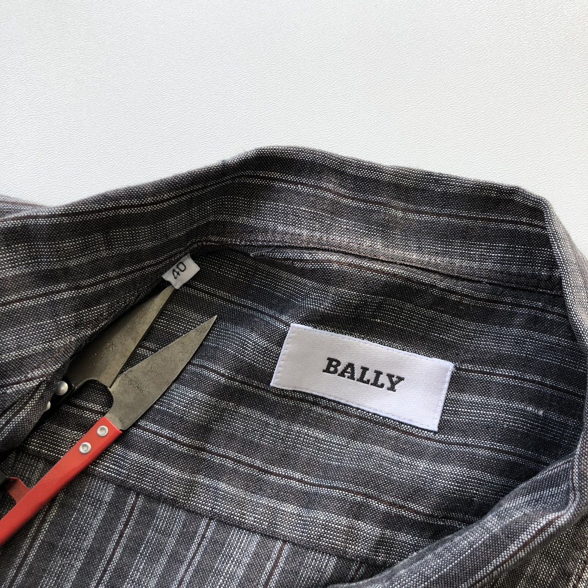 Bally × Vintage Bally Vintage Linen Button Ups Striped Shirt Grey Size US L / EU 52-54 / 3 - 9 Thumbnail
