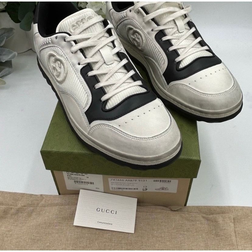 Gucci Men's Gucci Mac 80 distressed leather sneakers size 12 Size US 12.5 / EU 45-46 - 3 Thumbnail
